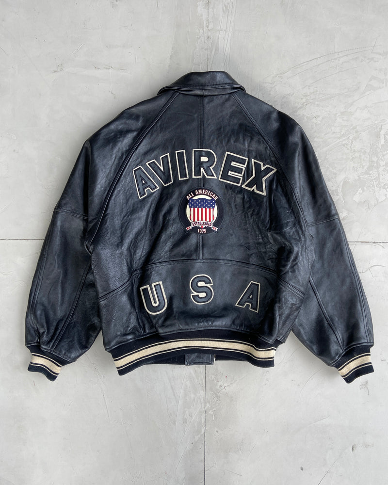 AVIREX USA 90'S VARSITY LEATHER JACKET - XL