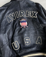 AVIREX USA 90'S VARSITY LEATHER JACKET - XL