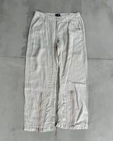 Armani Jeans Wide Leg Linen Pants with Zip Detail - M