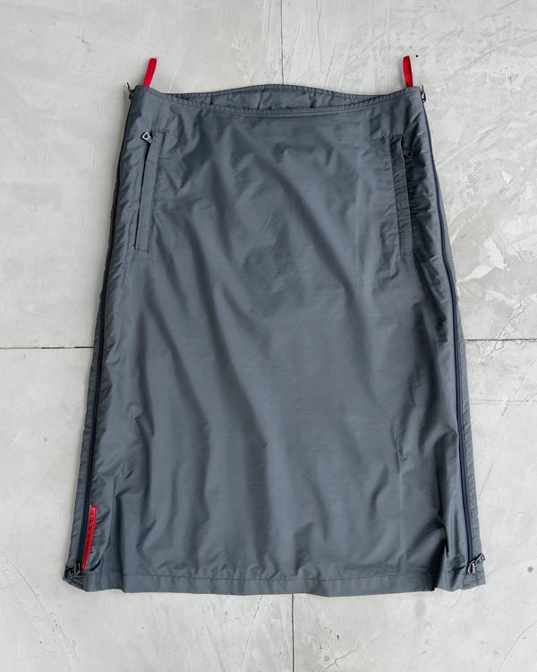 PRADA SPORT NYLON DRAWSTRING MIDI SKIRT - S/M