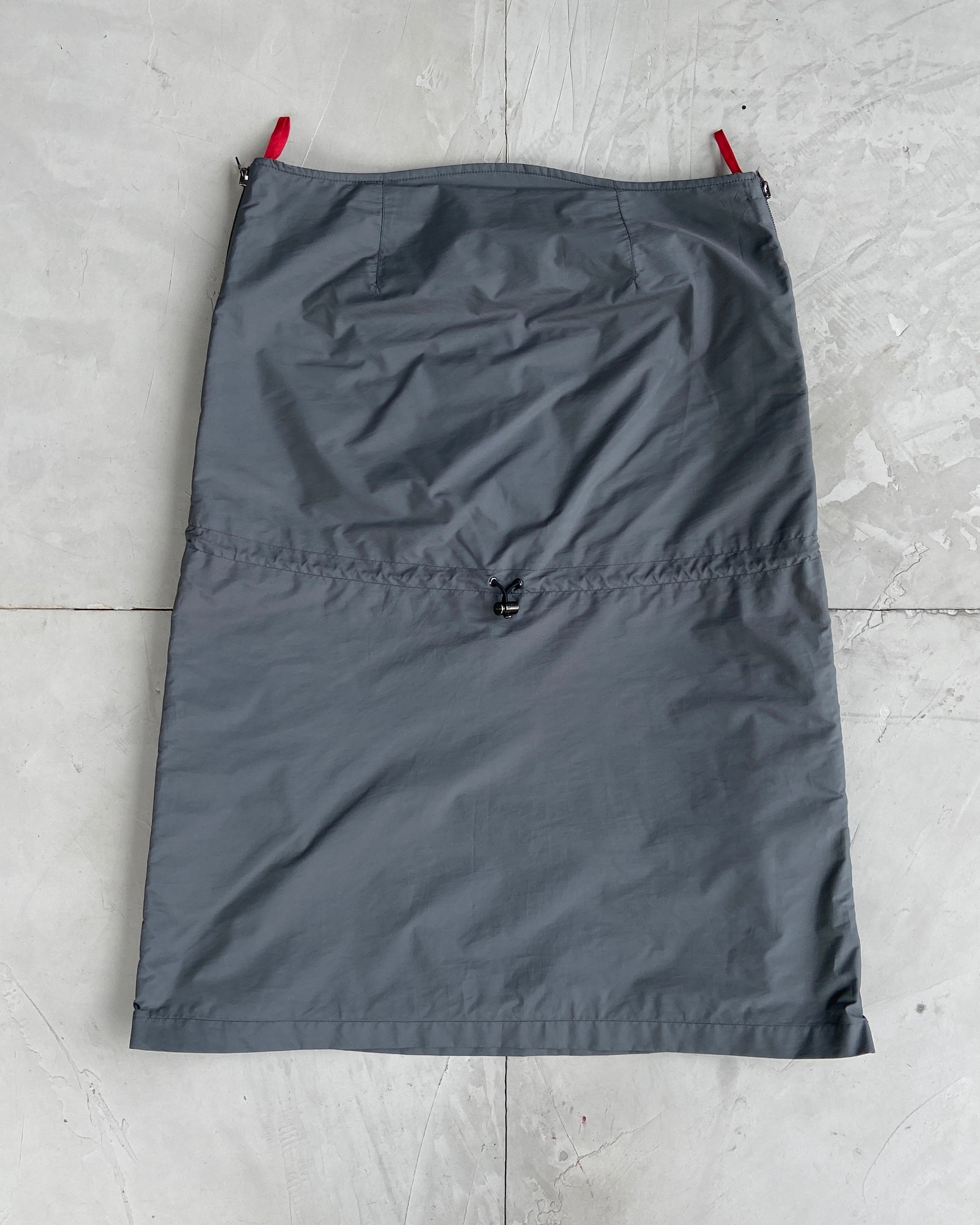PRADA SPORT NYLON DRAWSTRING MIDI SKIRT - S/M