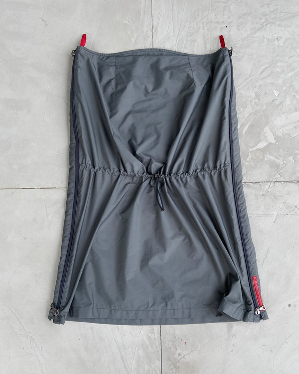 PRADA SPORT NYLON DRAWSTRING MIDI SKIRT - S/M