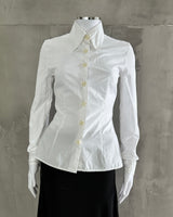 DOLCE AND GABBANA D&G DAGGER COLLAR WHITE SHIRT - S/M