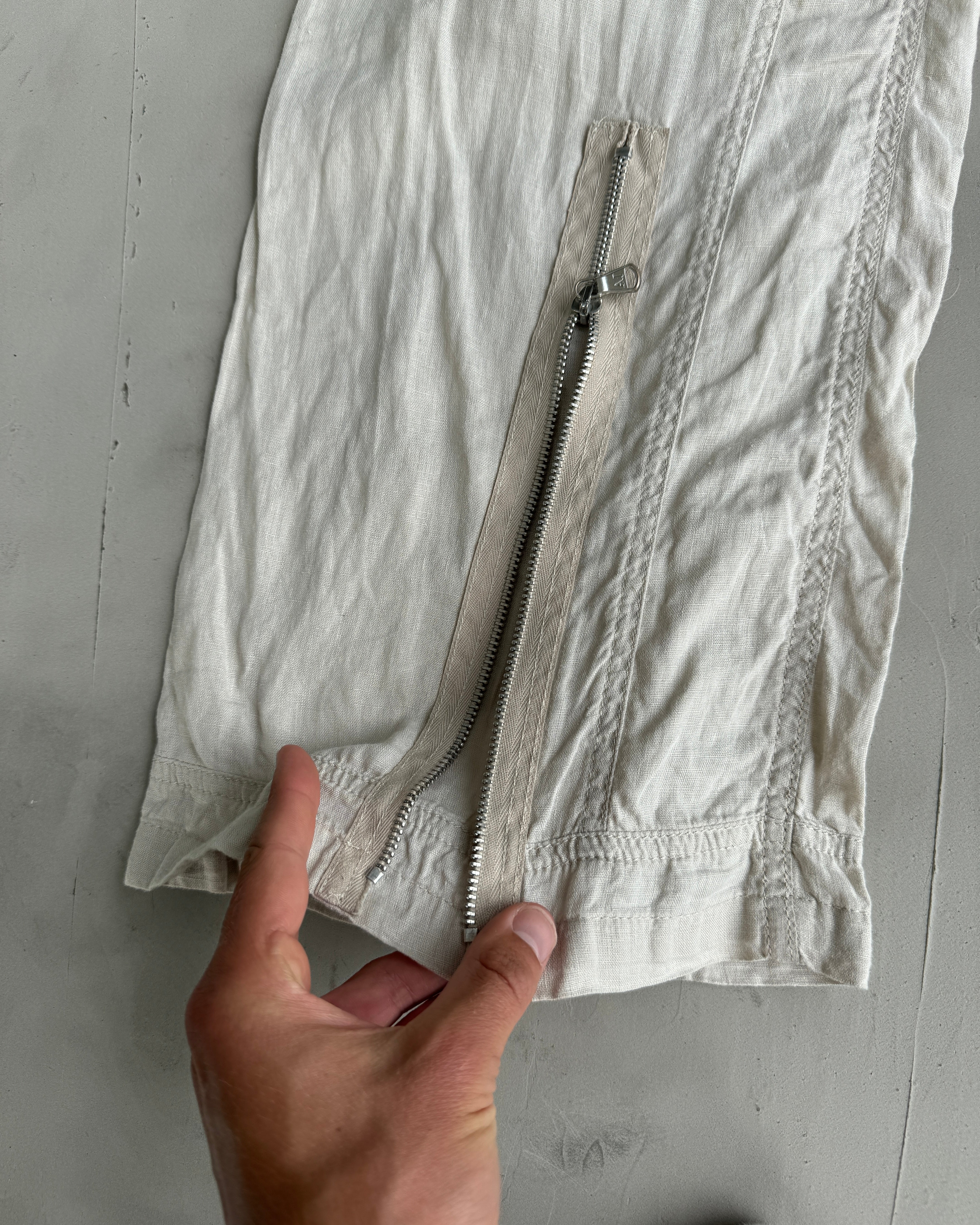 Armani Jeans Wide Leg Linen Pants with Zip Detail - M