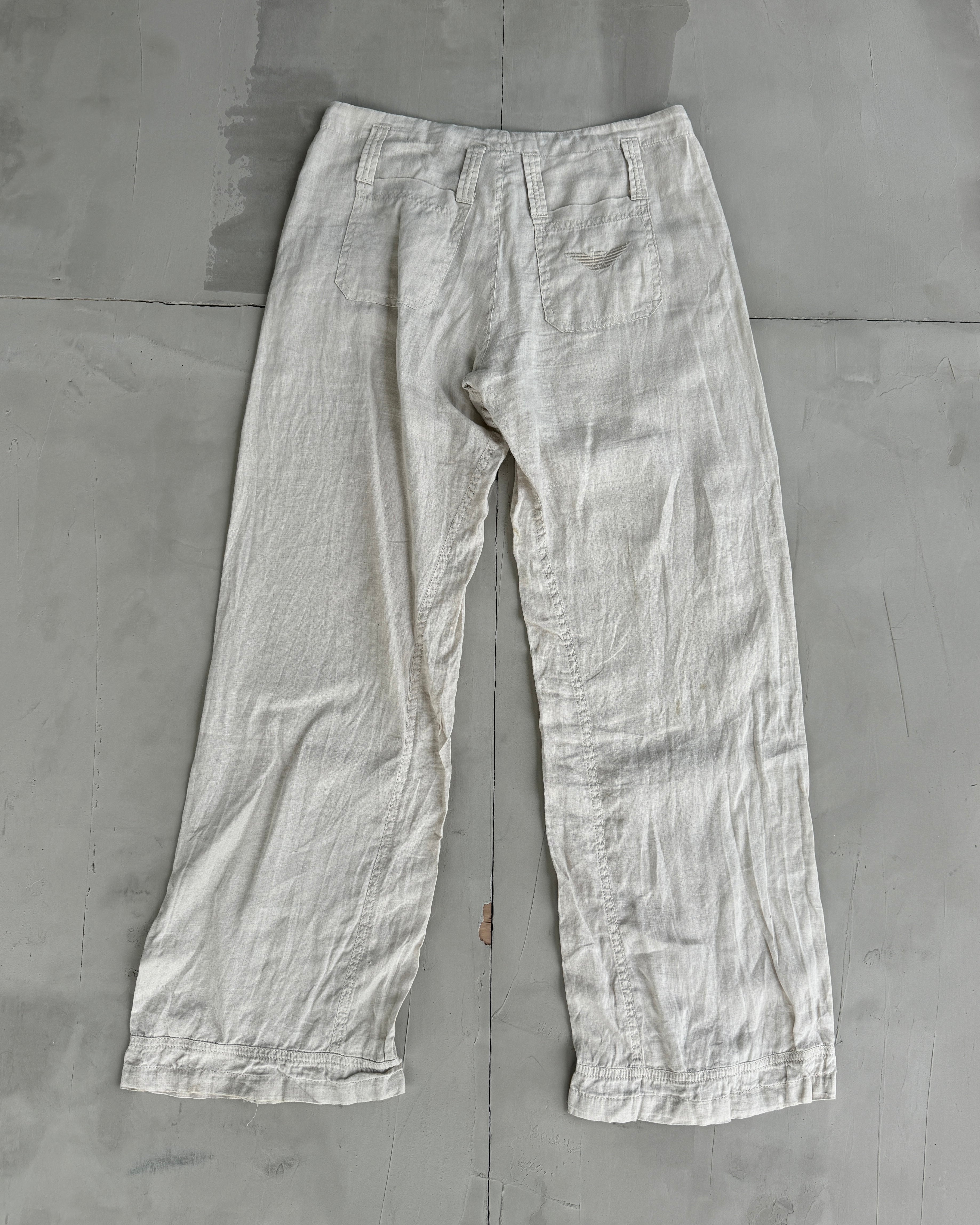 Armani Jeans Wide Leg Linen Pants with Zip Detail - M