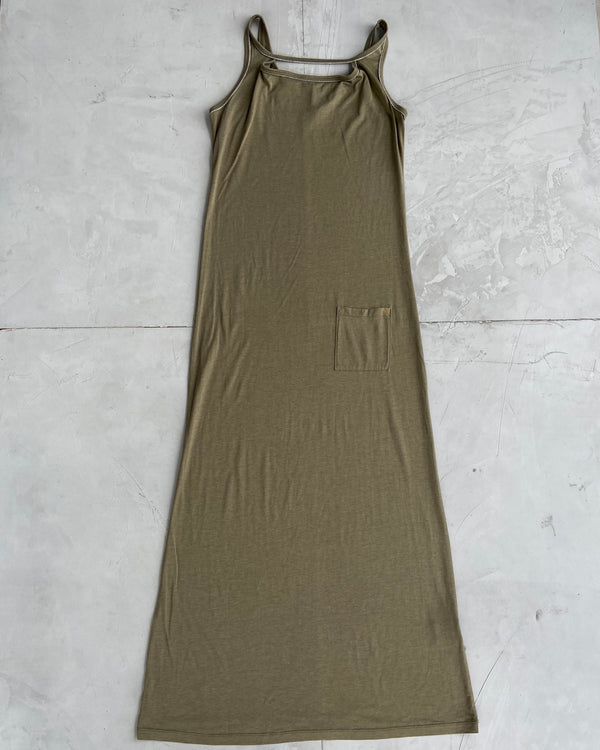 COP COPINE KHAKI COTTON MAXI DRESS - S