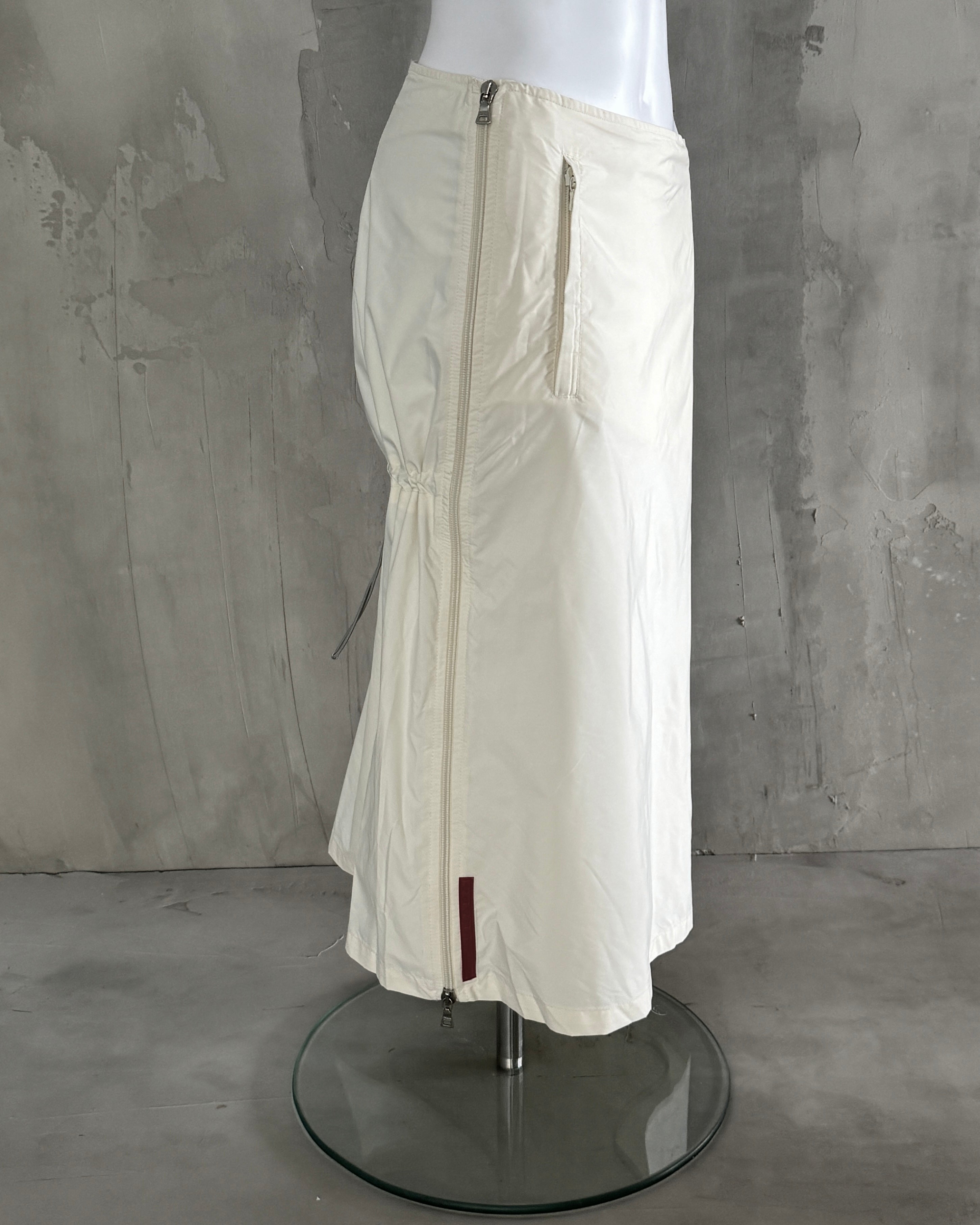 PRADA SPORT NYLON DRAWSTRING MIDI SKIRT - S/M