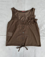 PRADA 90'S SHEER COTTON FLOWER VEST TOP - S/M