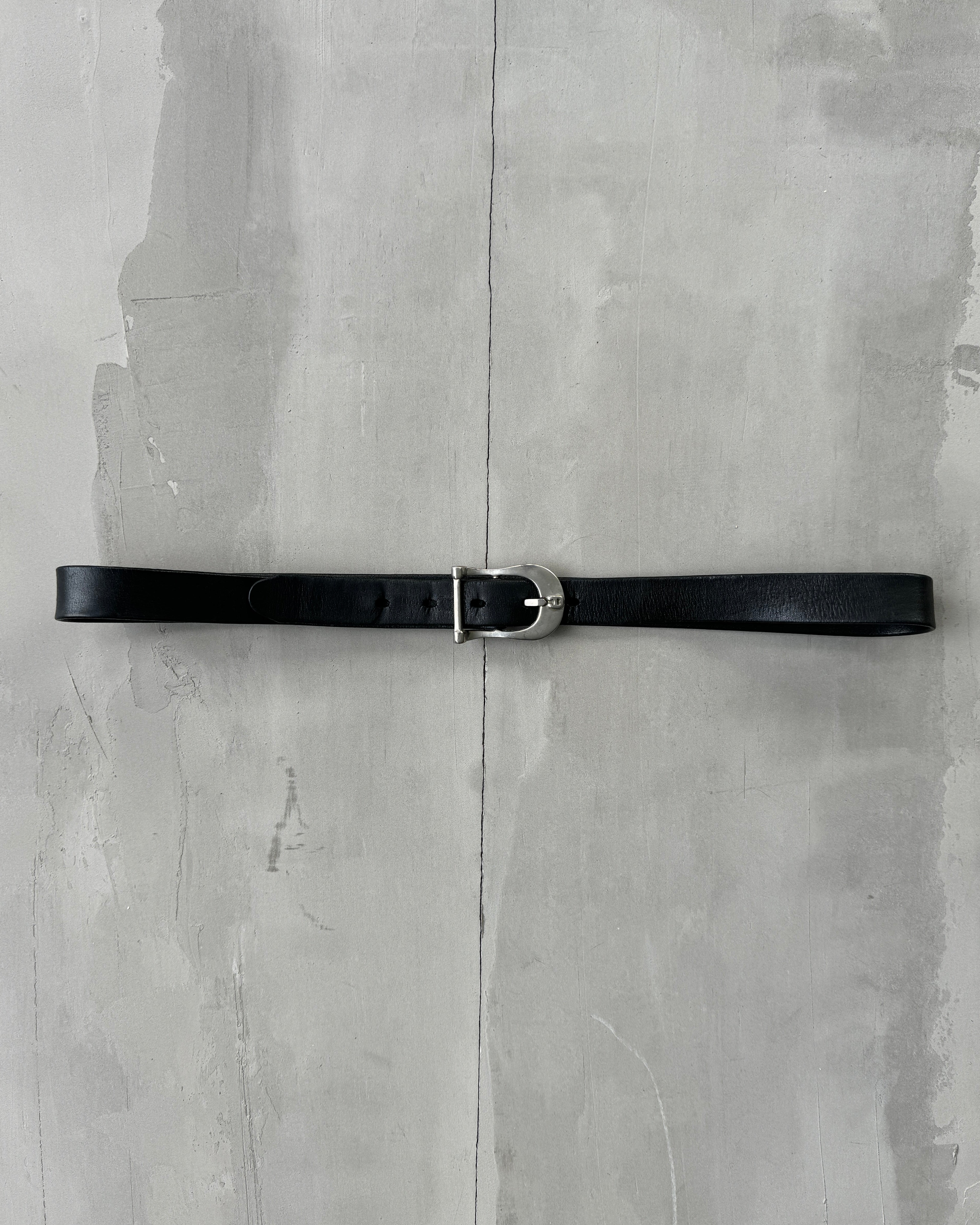 LEATHER & SILVER BUCKLE BELT