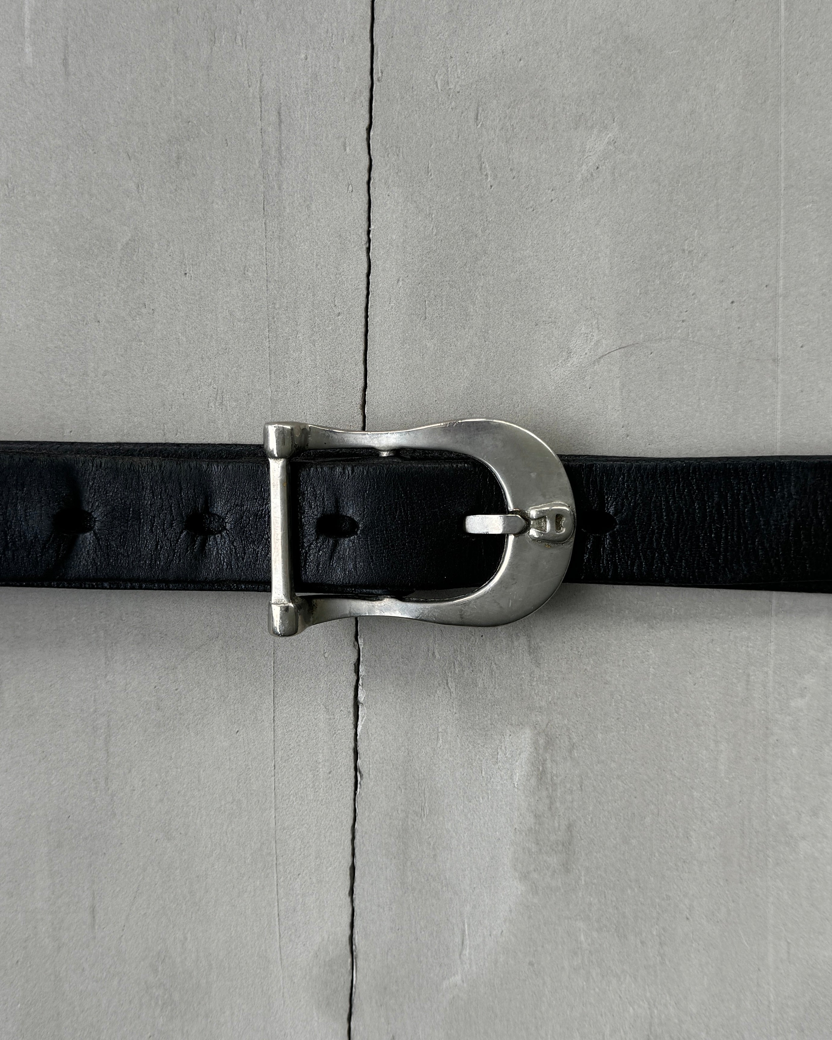 LEATHER & SILVER BUCKLE BELT