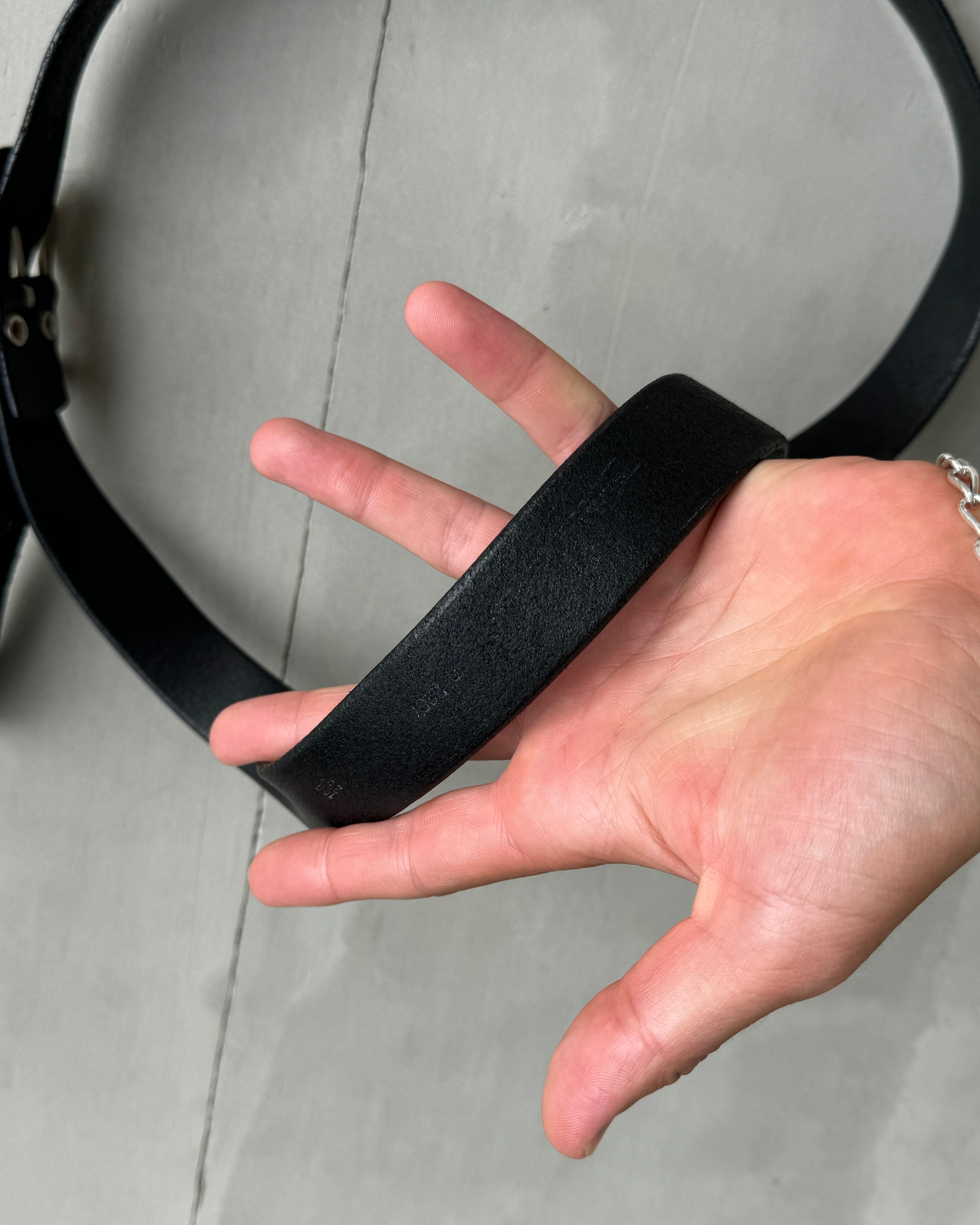 LEATHER & SILVER BUCKLE BELT