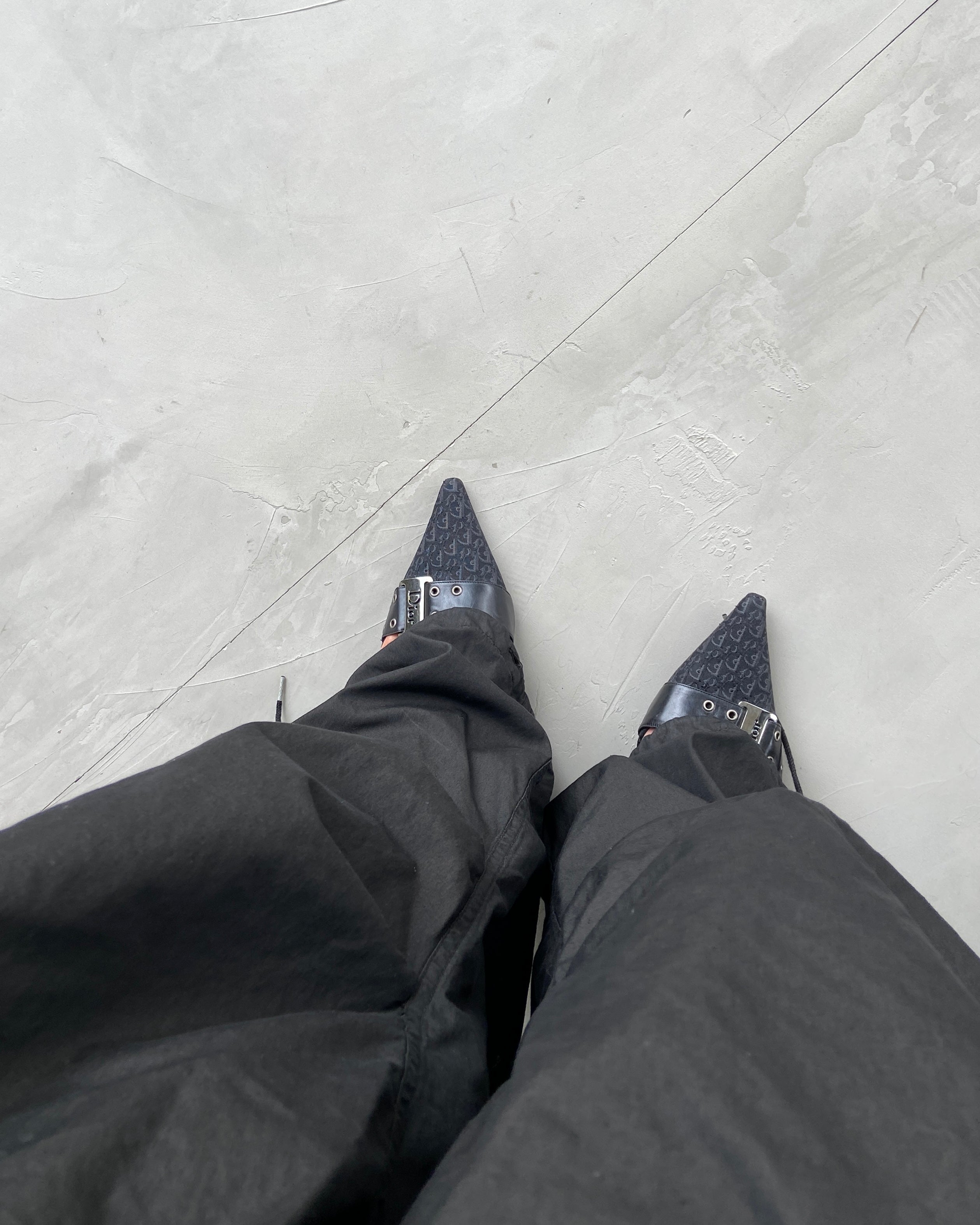 DIOR MONOGRAM BUCKLE MULES HEELS - UK 7