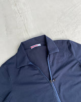 PRADA SPORT 2000'S NAVY NYLON COLLARED TOP - S