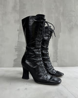 PRADA FW01 LACE UP VICTORIAN LEATHER BOOTS - EU 38.5