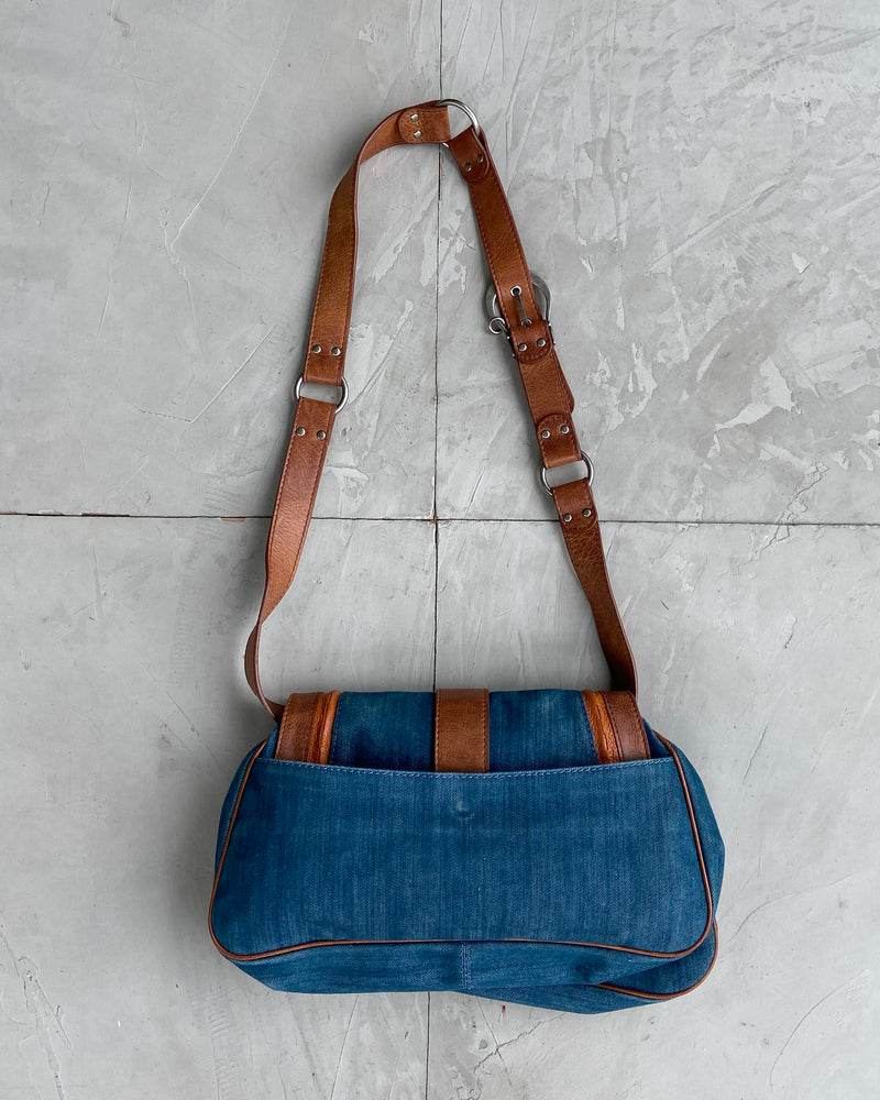 DIOR 2000'S DENIM & LEATHER GAUCHO SADDDLE BAG