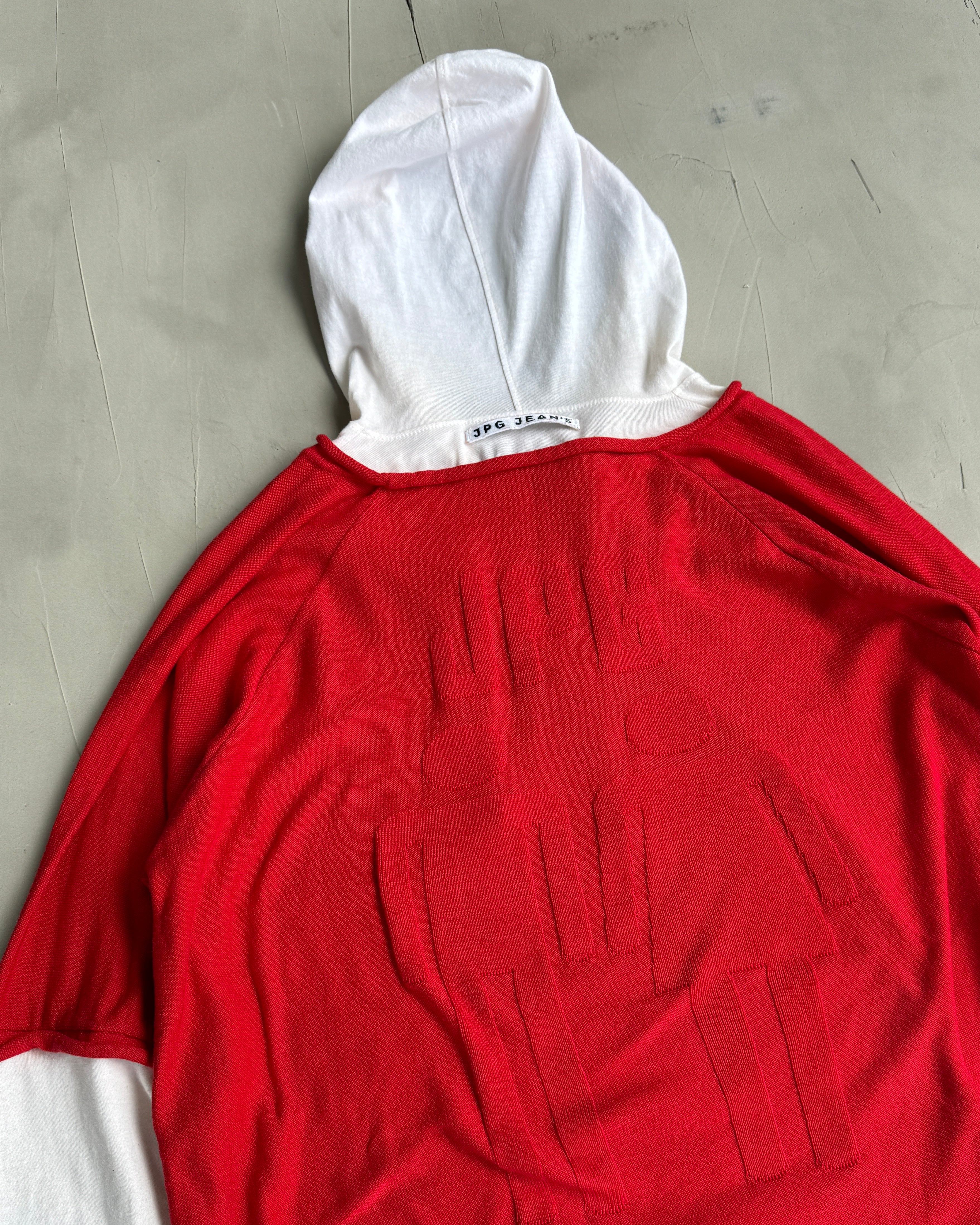 JEAN PAUL GAULTIER 'JPG JEANS' DOUBLE LAYER HOODIE - M