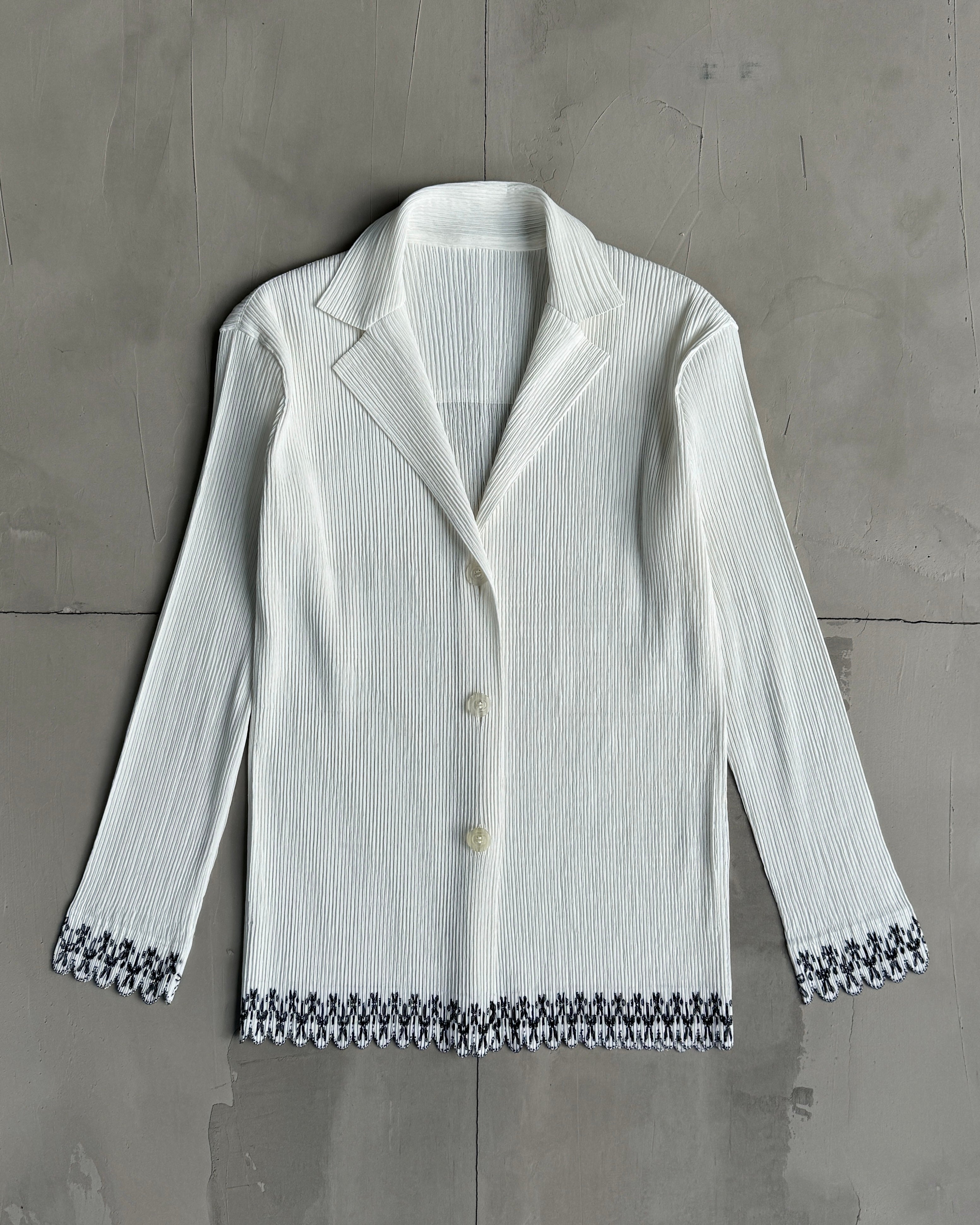 ISSEY MIYAKE AW01 PLEATED WHITE BLAZER - S/M