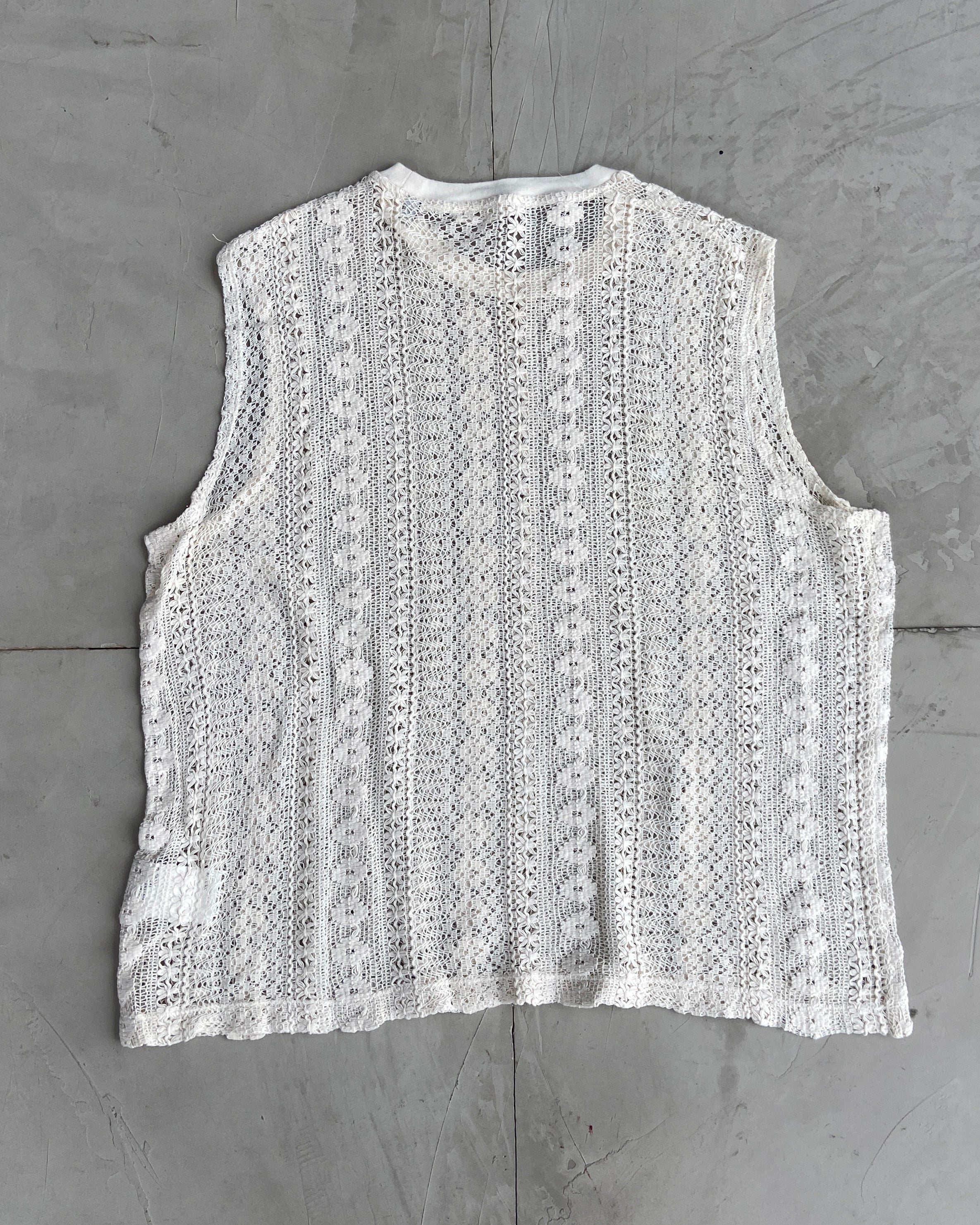 OUR LEGACY MEN'S FLORAL LACE VEST TOP - L