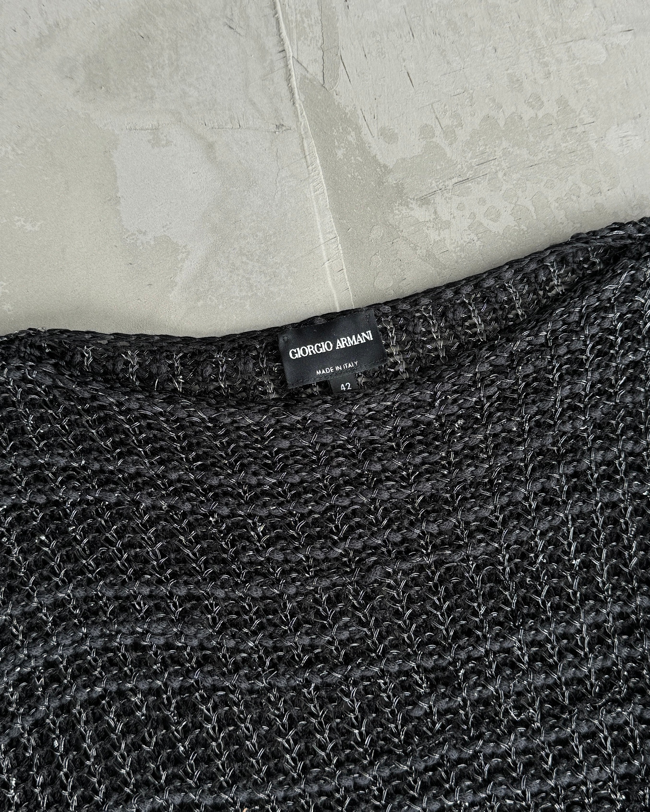 Giorgio Armani 90's Distressed Knit with Silver Detailing - M