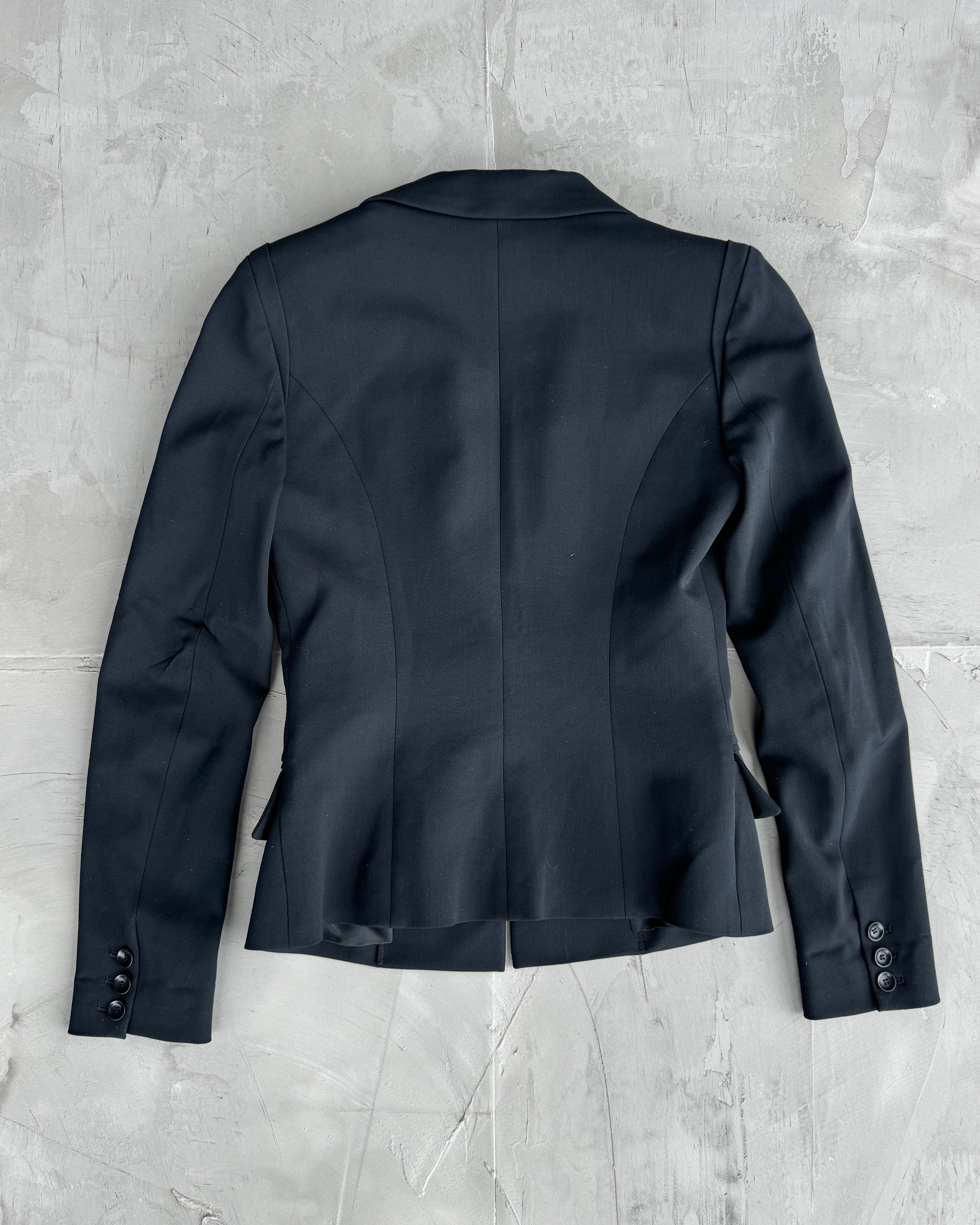 PLEIN SUD FAYCAL AMOR 90'S PEAK LAPEL BLACK BLAZER - S/M