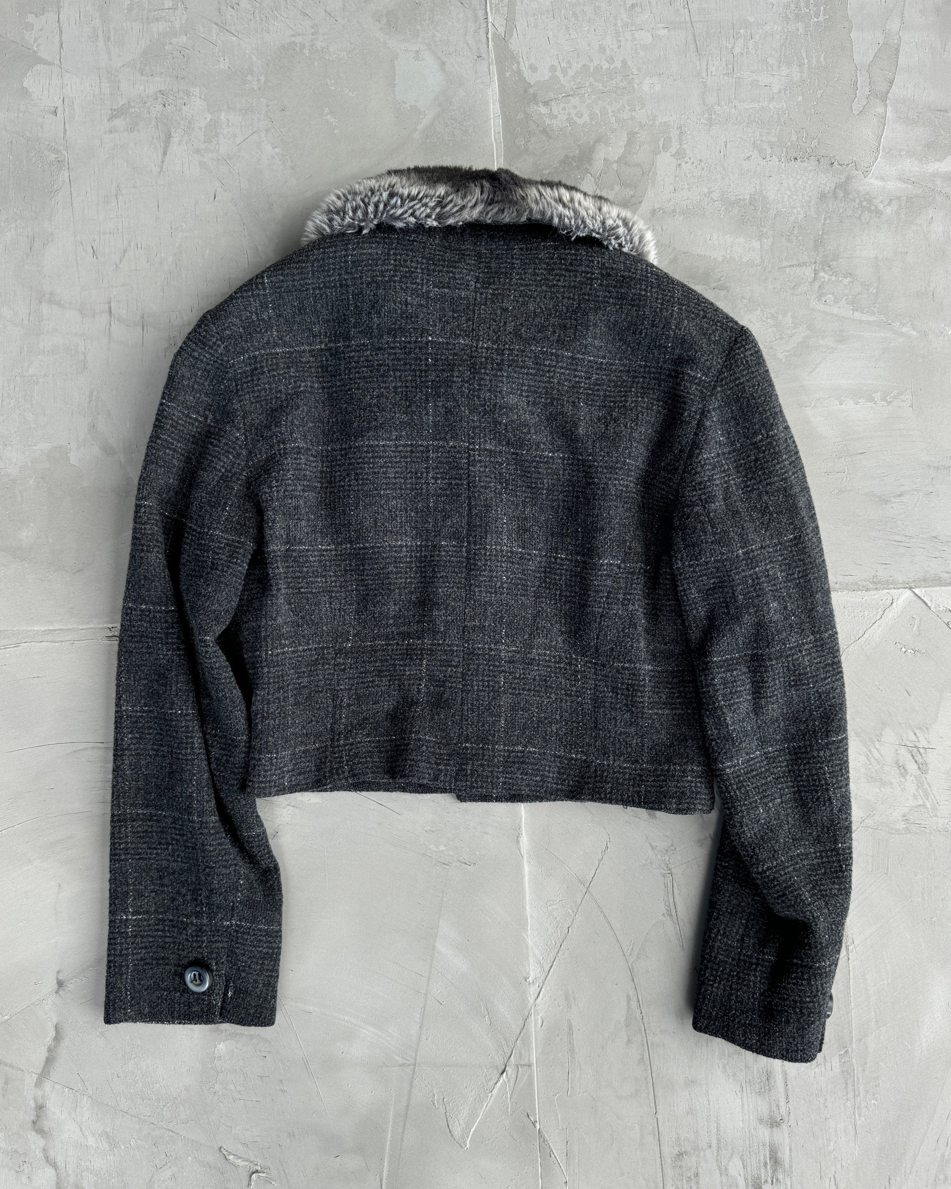 SPORTMAX 90'S WOOL & FAUX FUR CROPPED JACKET - M