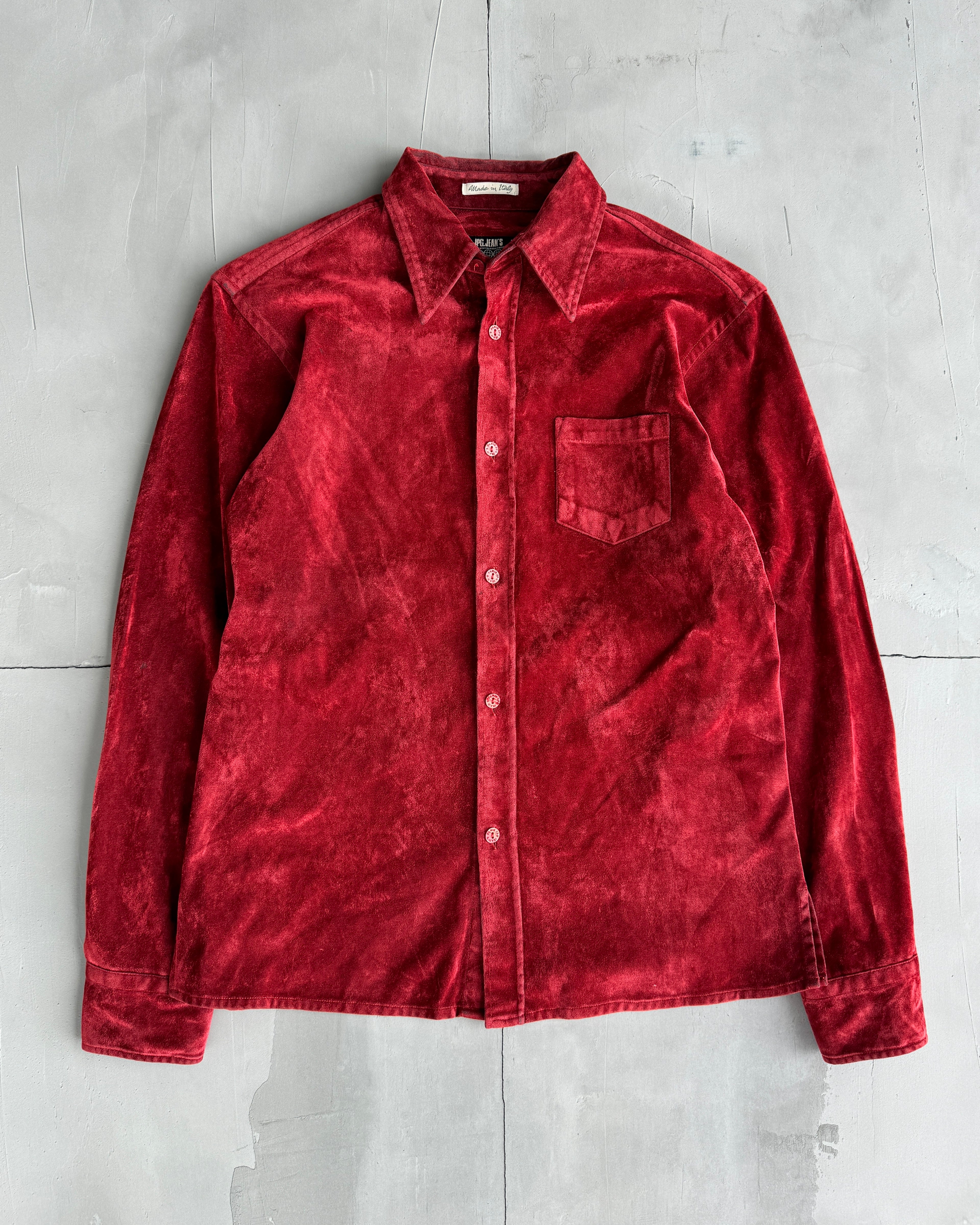 JEAN PAUL GAULTIER JPG 'JEANS' 1997 CRUSHED VELVET SHIRT - L