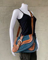 DIOR 2000'S DENIM & LEATHER GAUCHO SADDDLE BAG