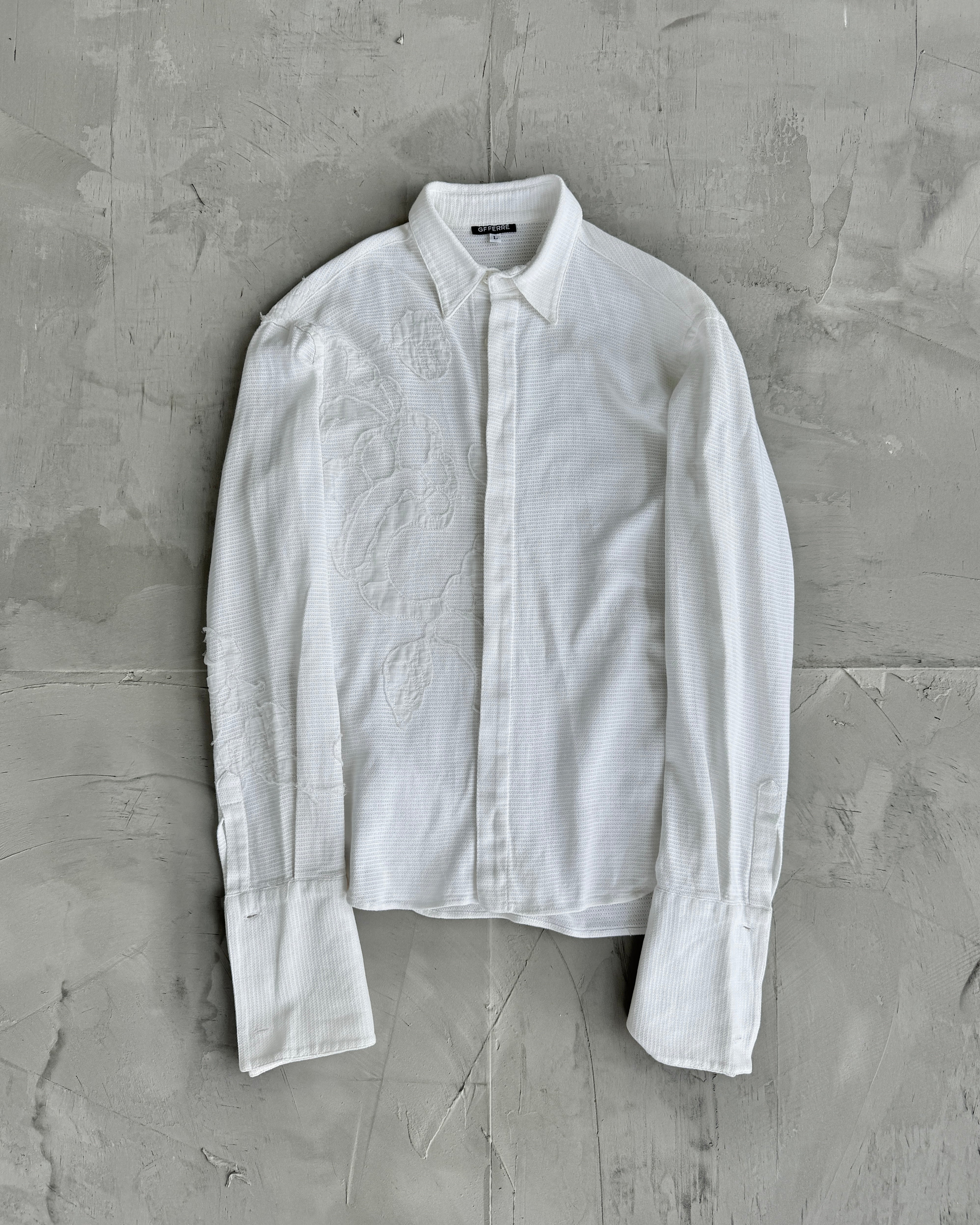 GIANFRANCO GF FERRE WHITE EMBROIDERED SHIRT
