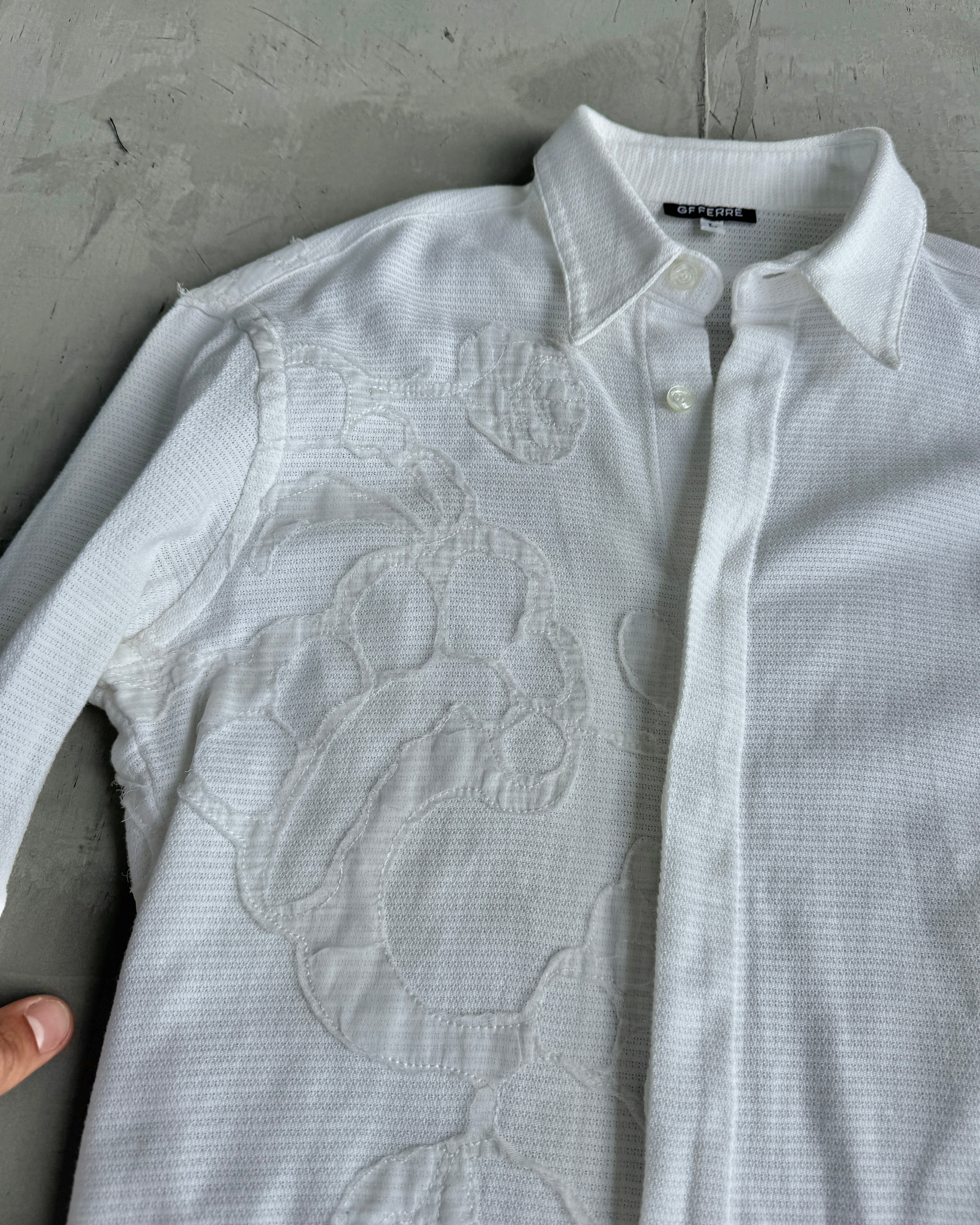 GIANFRANCO GF FERRE WHITE EMBROIDERED SHIRT