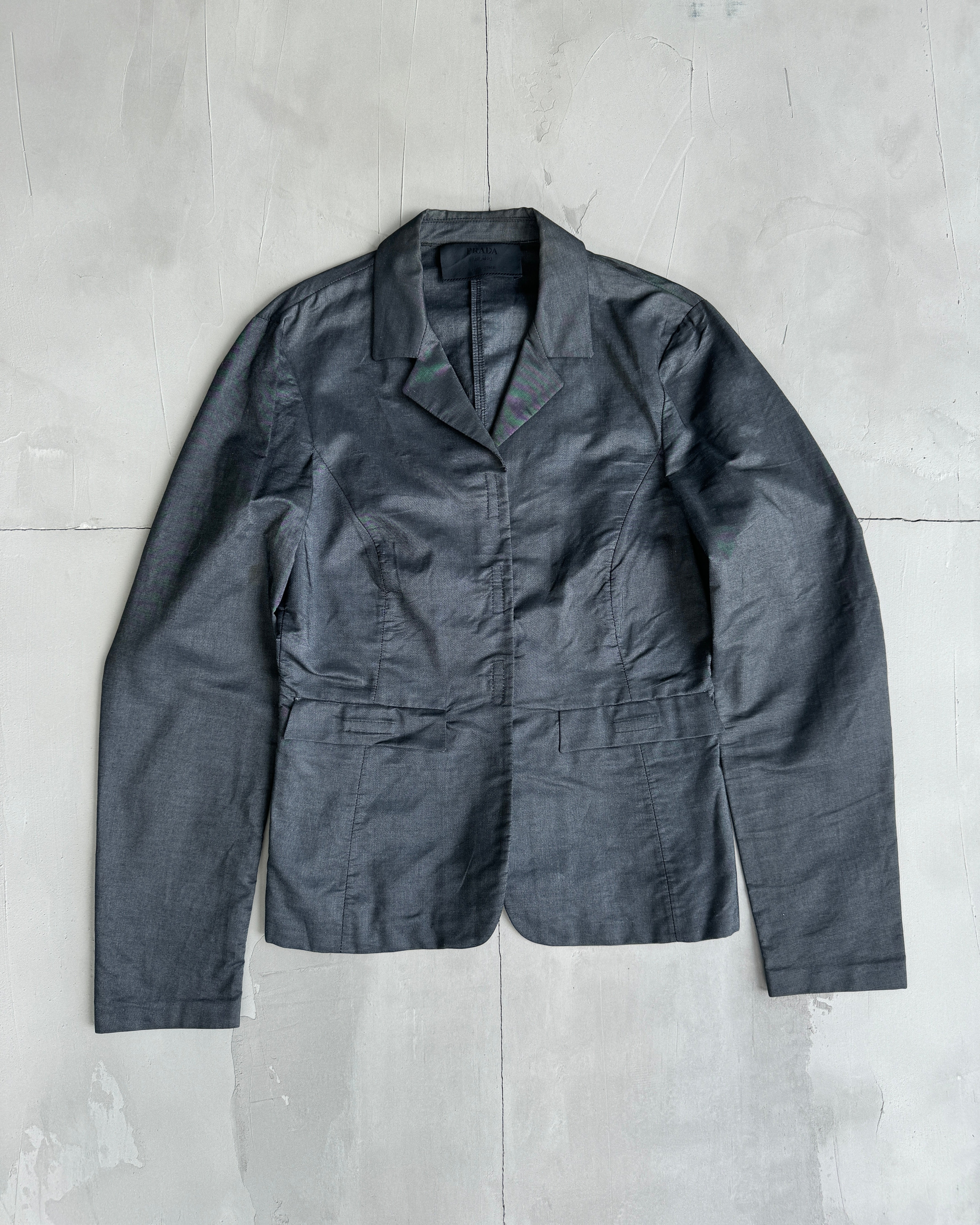 PRADA LIGHTWEIGHT DENIM BLAZER JACKET - S