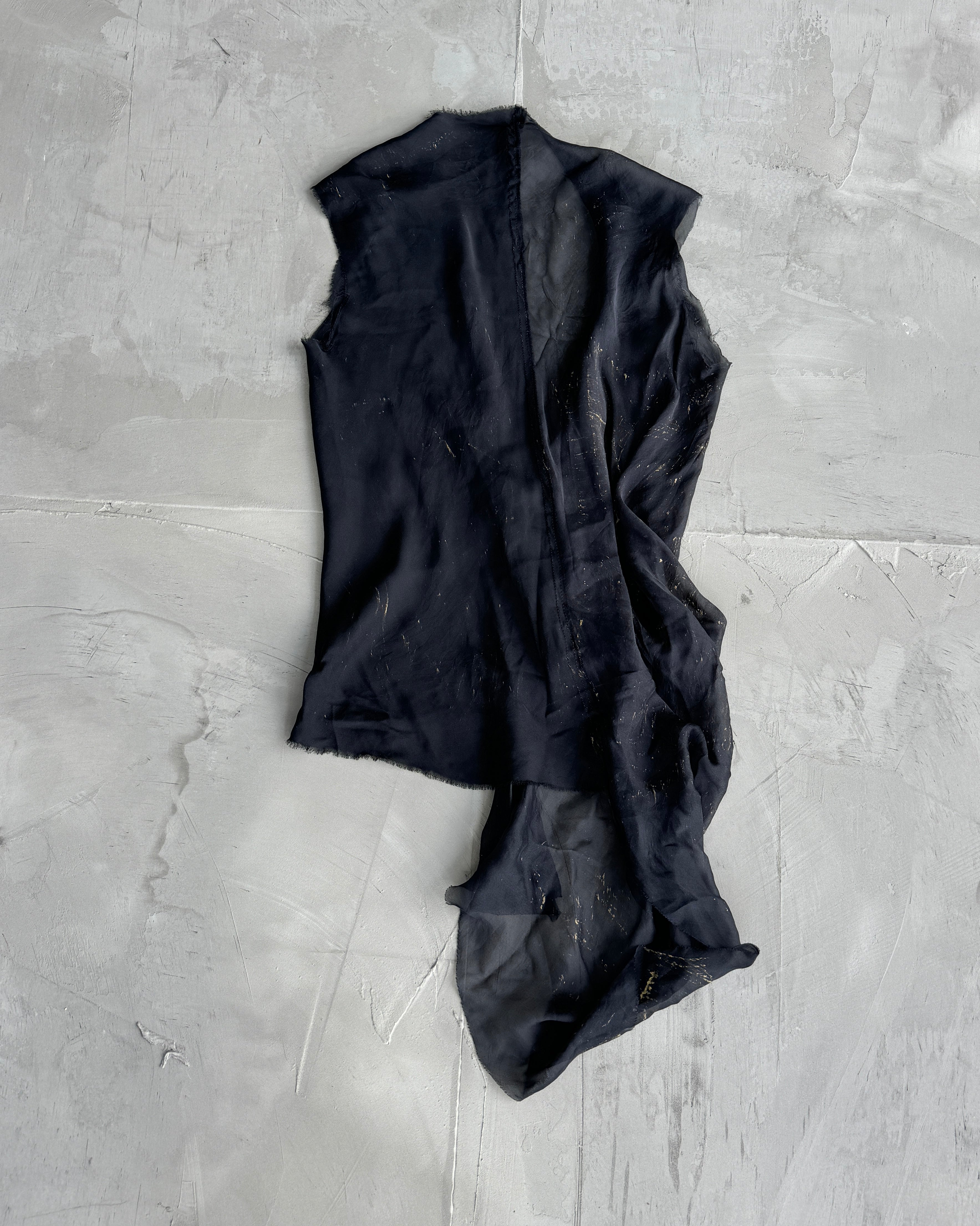 Luigi Asymmetric Silk Sheer Top - S/M