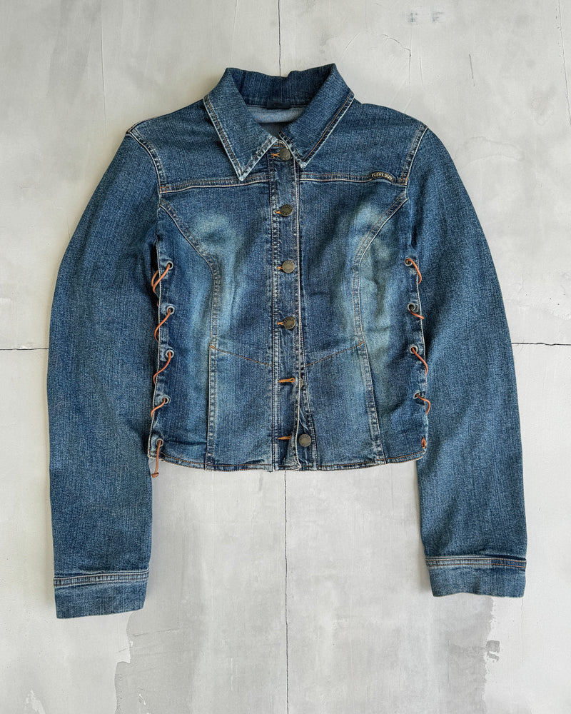 PLEIN SUD DENIM LACE UP JACKET - S