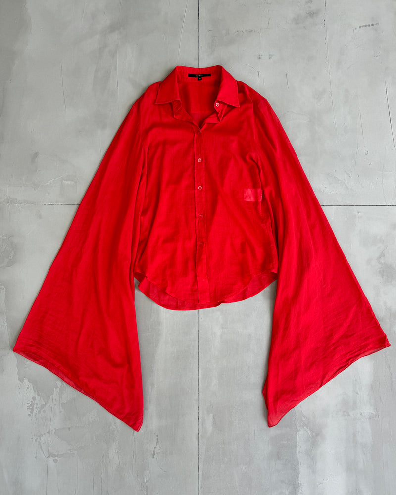 GUCCI BY TOM FORD 2003 SHEER COTTON RED SHIRT - S/M