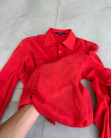 GUCCI BY TOM FORD 2003 SHEER COTTON RED SHIRT - S/M