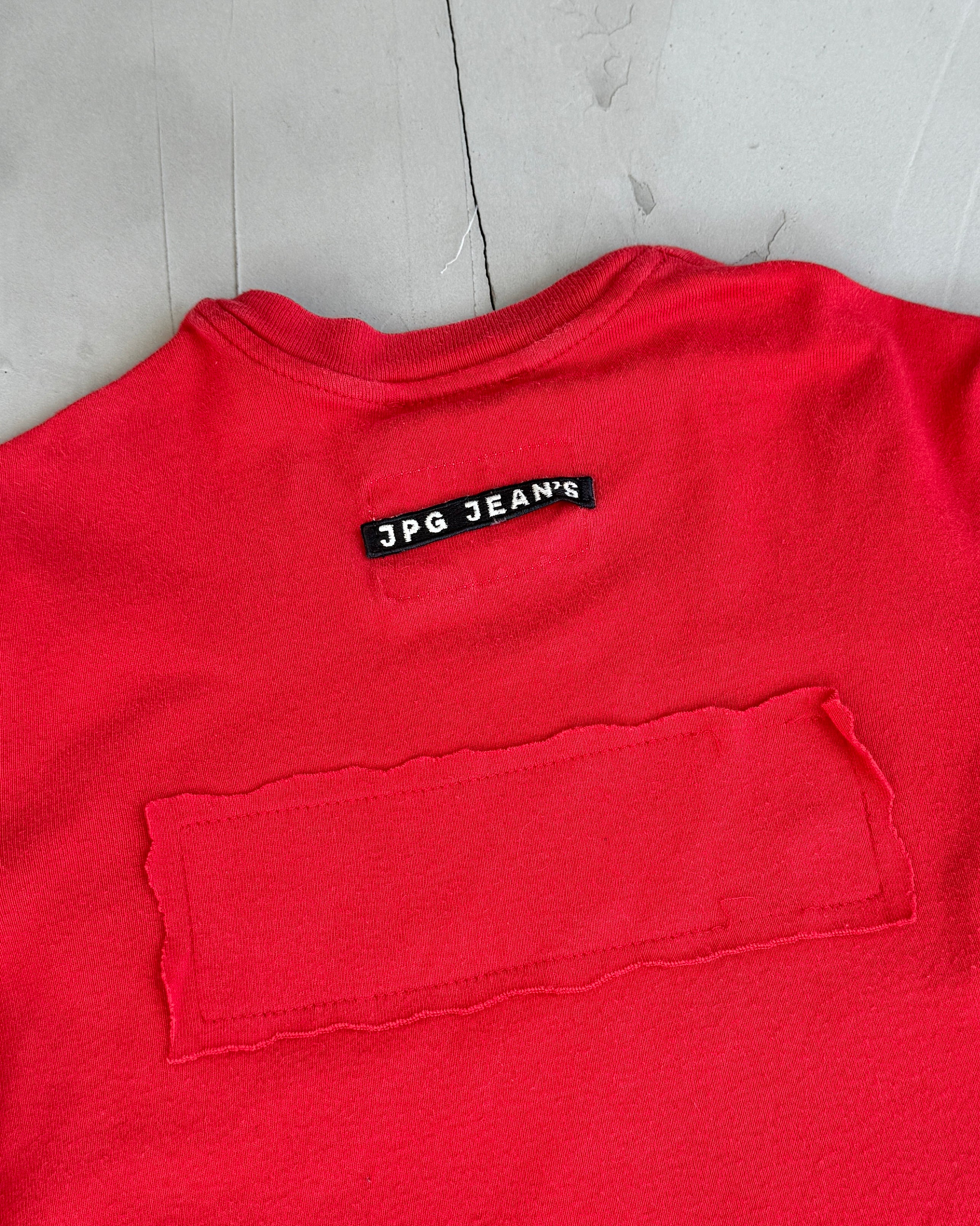 JEAN PAUL GAULTIER 'JPG JEANS' RED LOGO BABY TEE - S