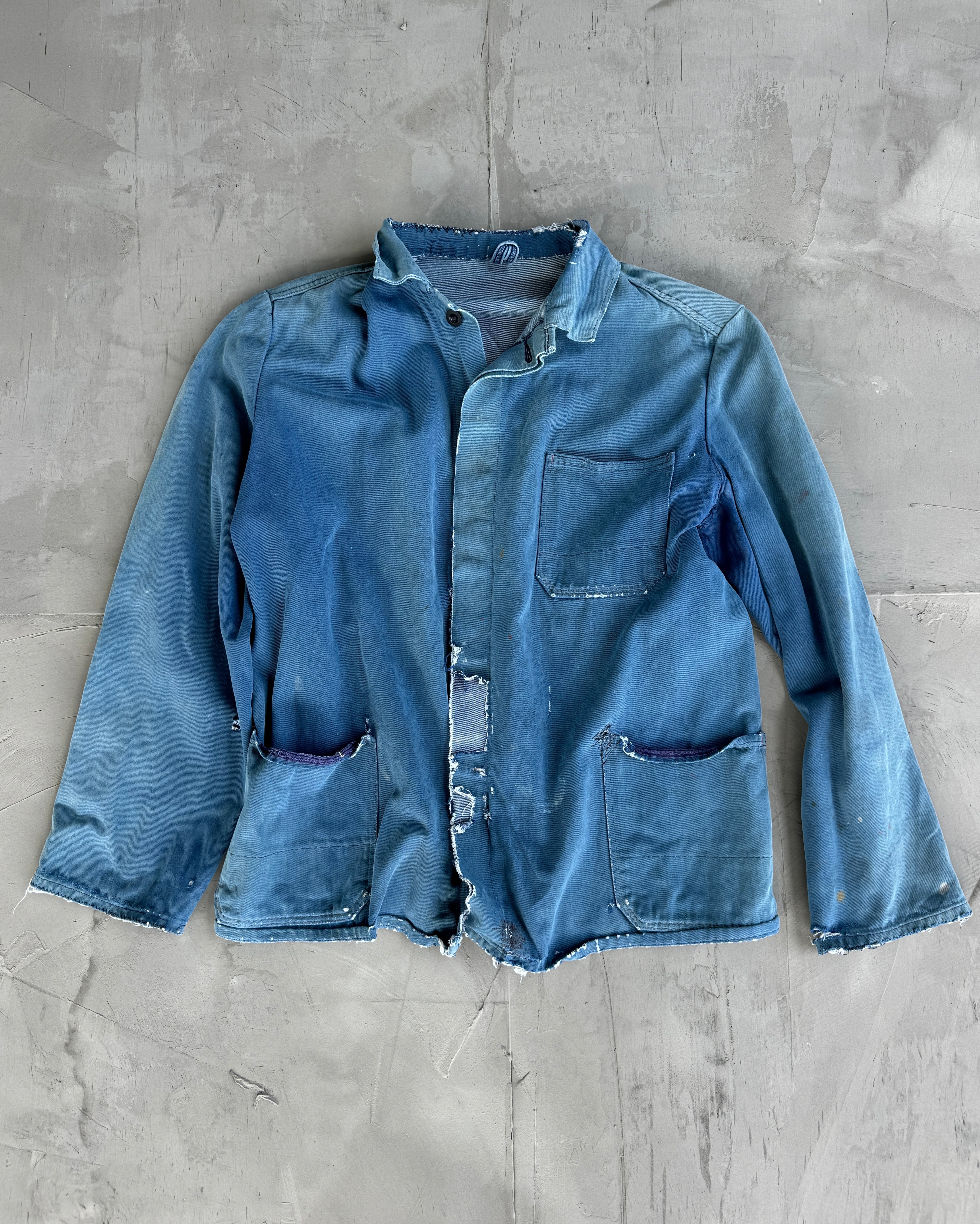 70'S DISTRESSED BLEACHED WORKERS JACKET - M/L