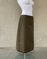 PRADA SPORT KHAKI NYLON ZIPPER SKIRT - M/L