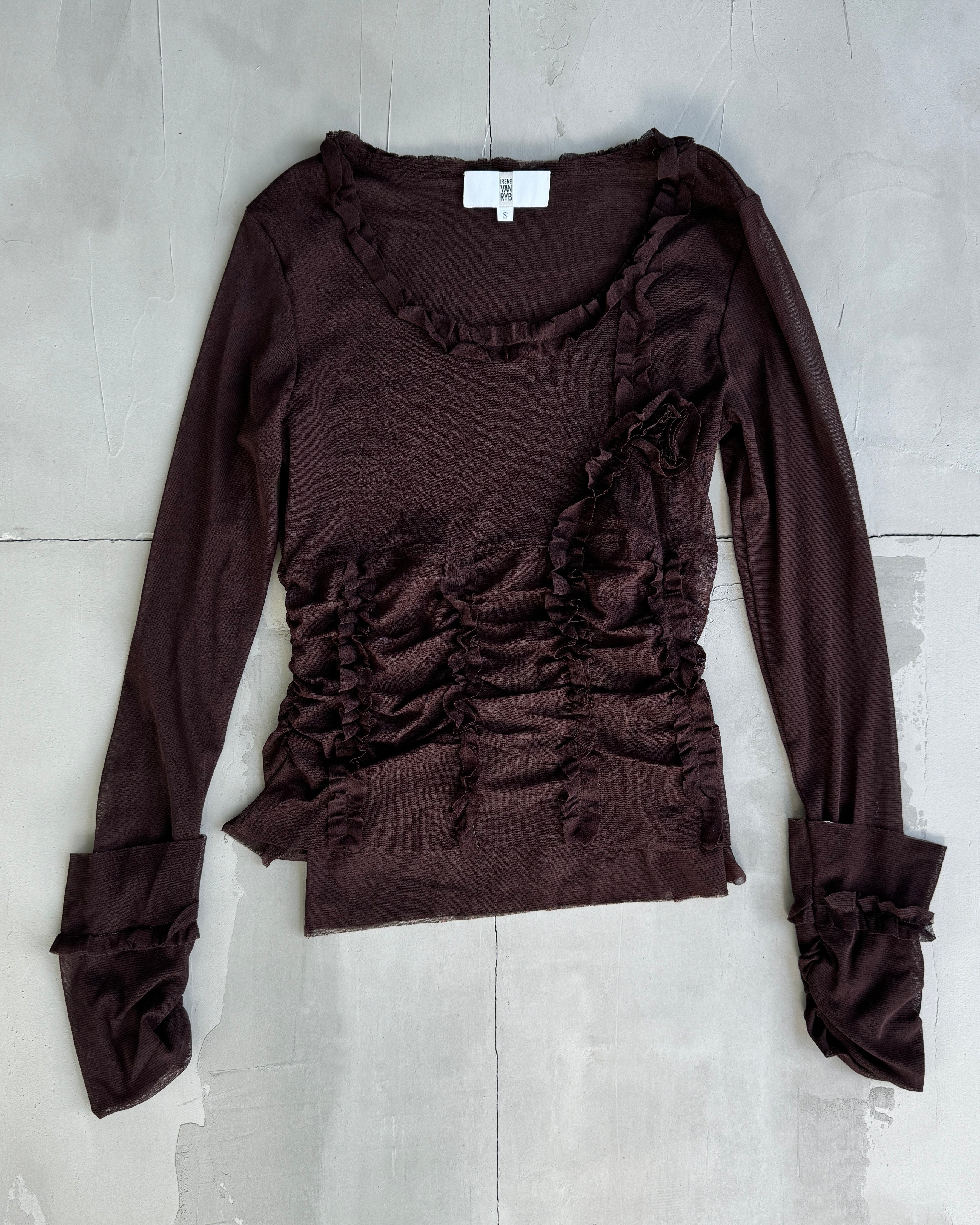 IRENE VAN RYB BROWN MESH TOP - S