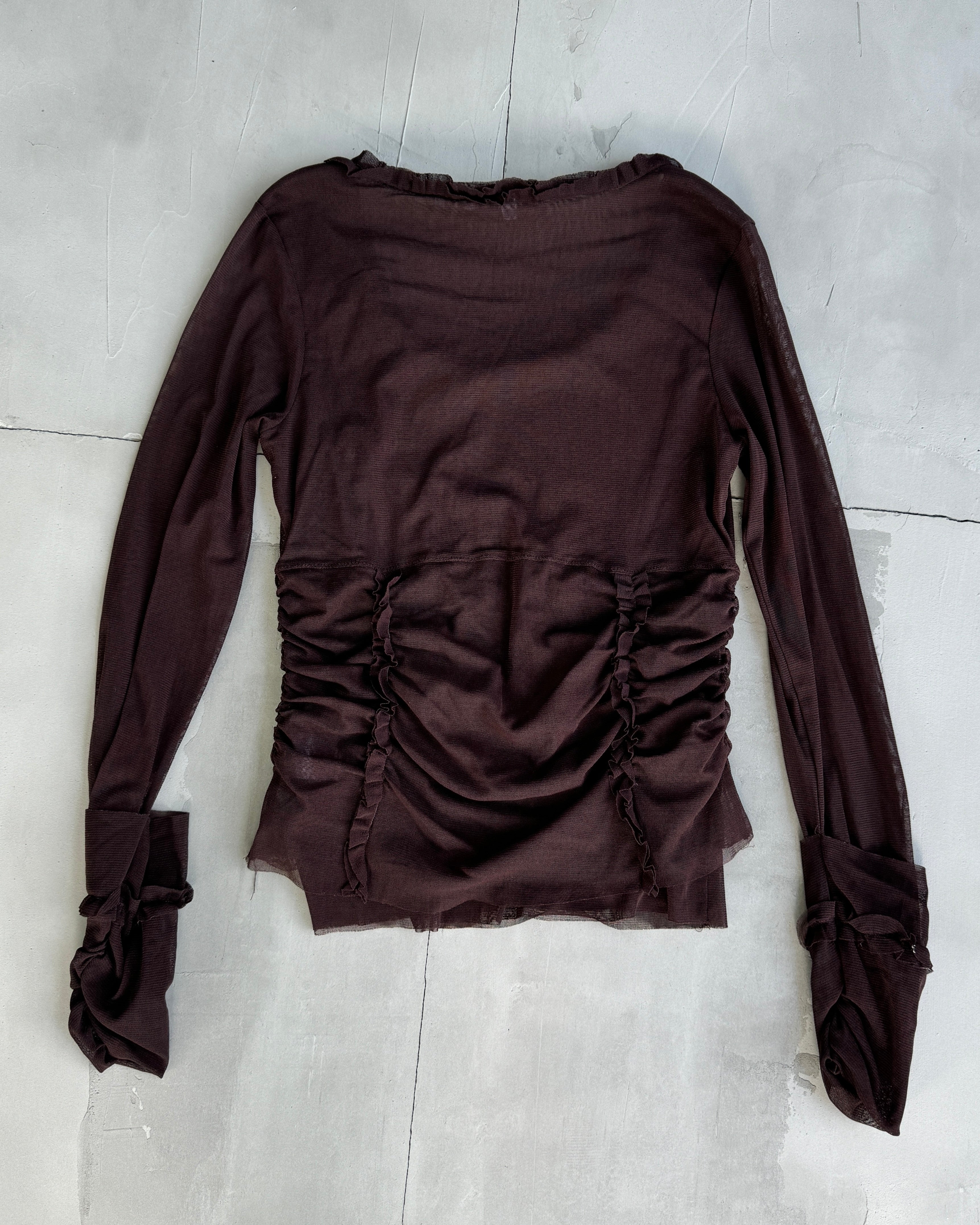IRENE VAN RYB BROWN MESH TOP - S