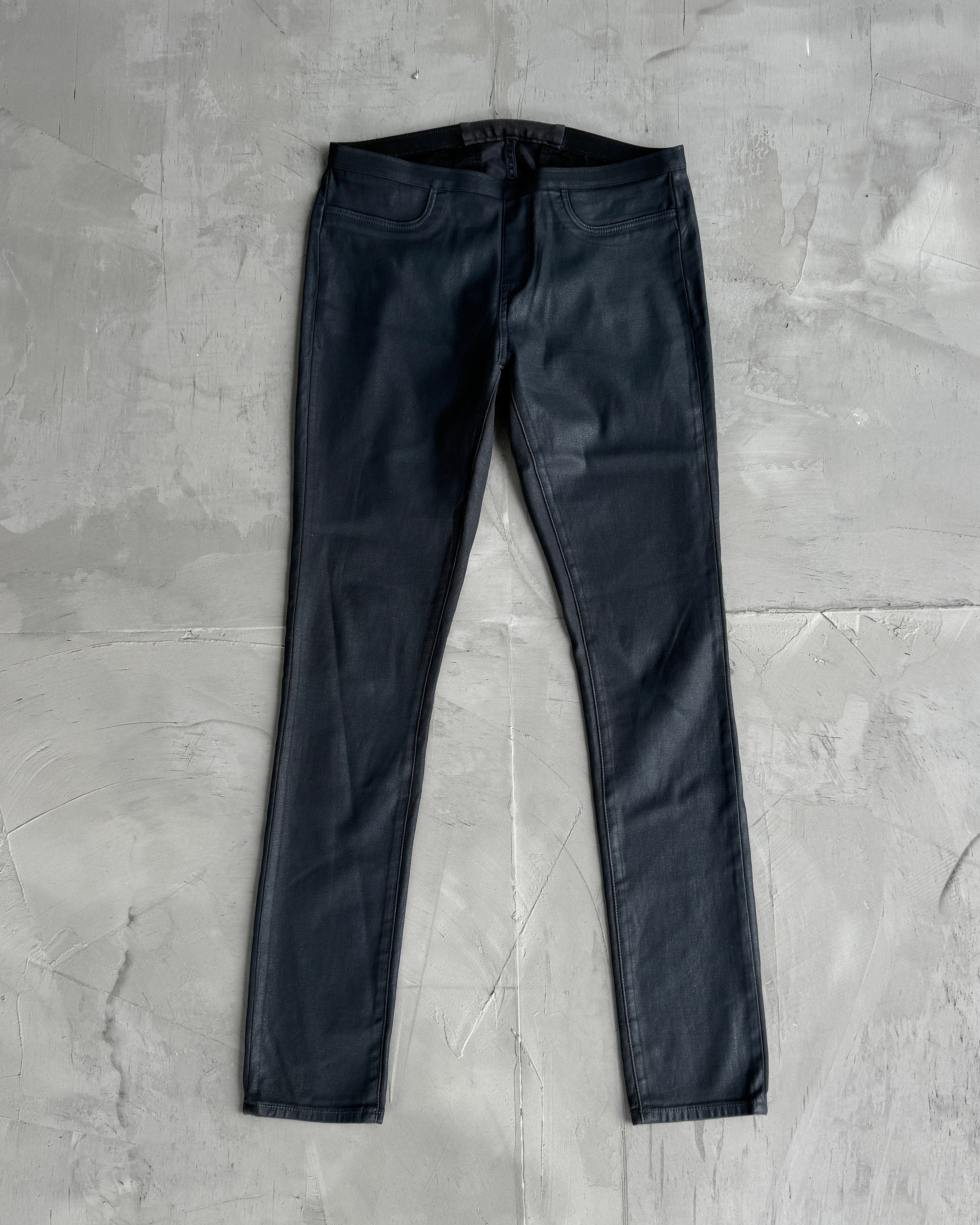 HELMUT LANG WAX FINISH SLIM TROUSERS - W30