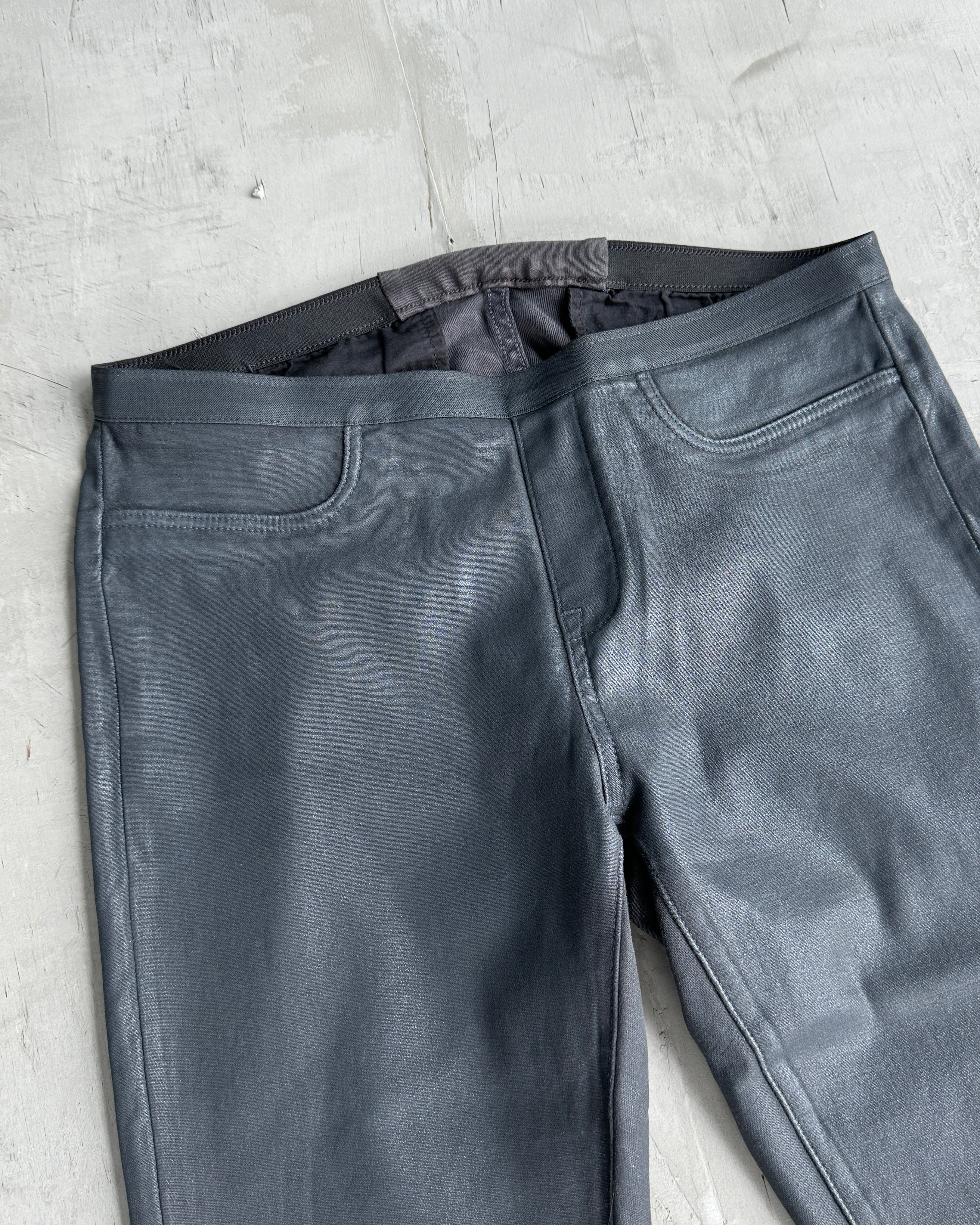 HELMUT LANG WAX FINISH SLIM TROUSERS - W30