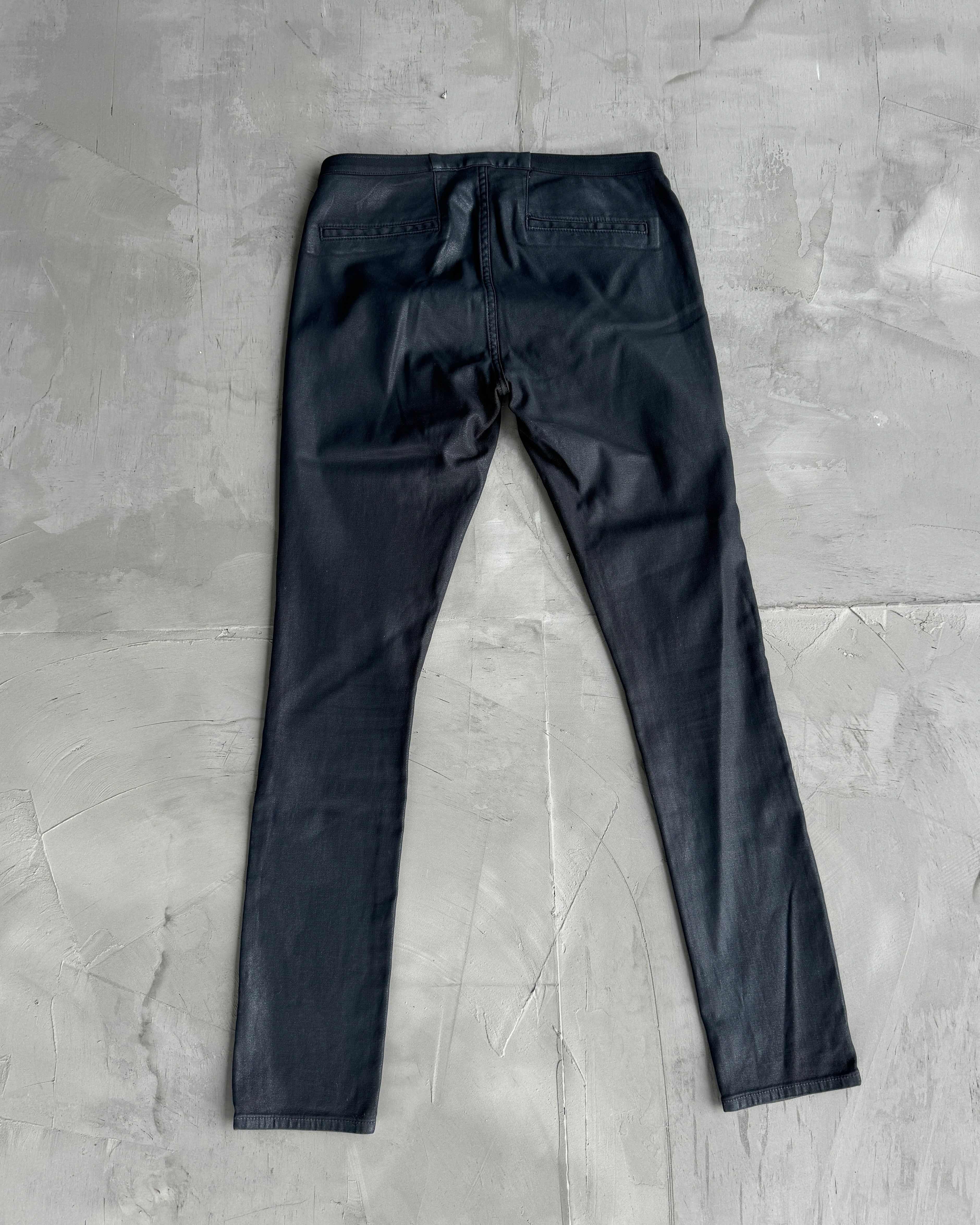 HELMUT LANG WAX FINISH SLIM TROUSERS - W30