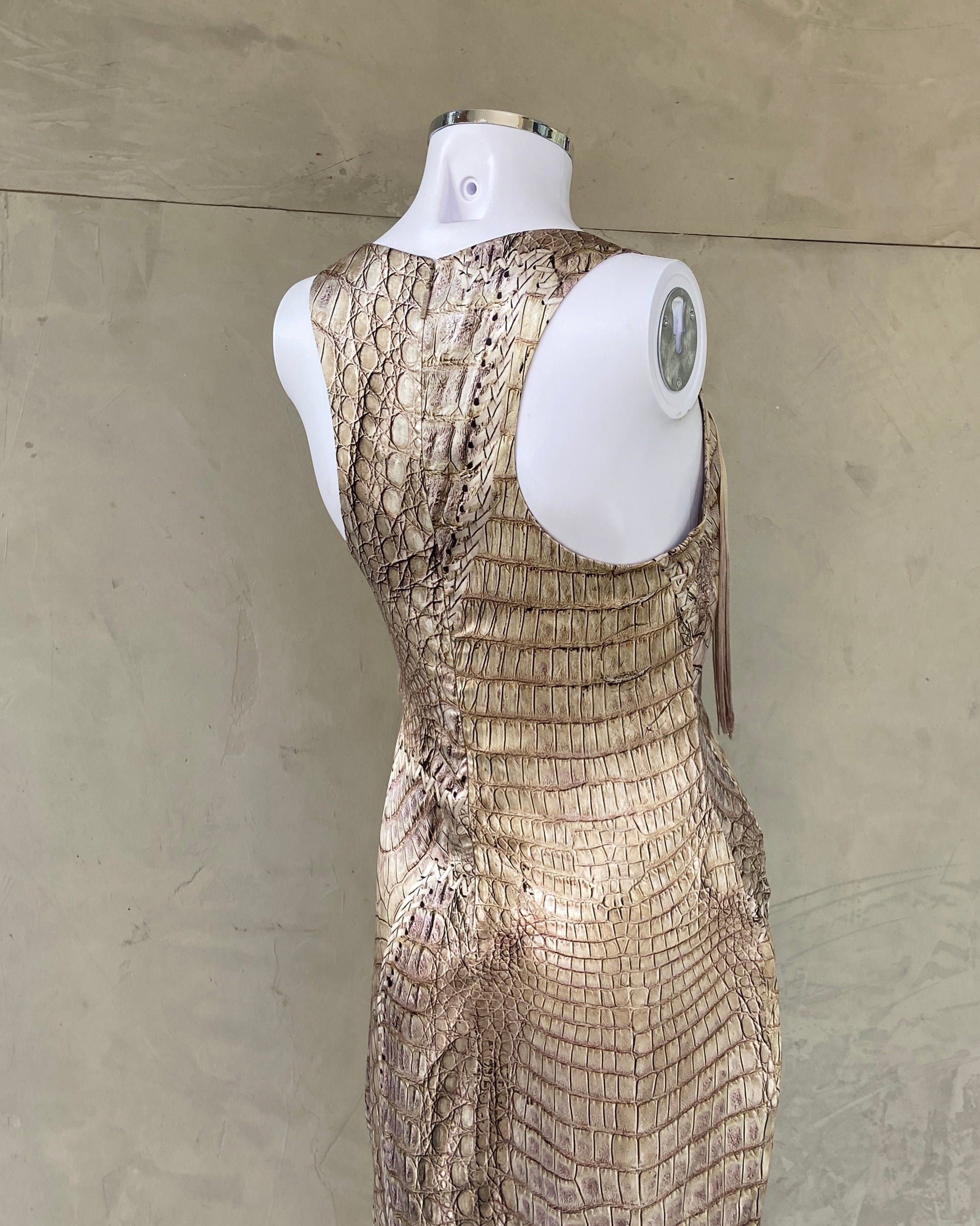 ROBERTO CAVALLI SS2011 SNAKE PRINT FRINGE DRESS - M