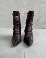 BALENCIAGA 1990'S BUCKLE LEATHER HEELED BOOTS - EU 36 / UK 3