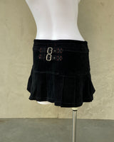 ARMANI JEANS VELVET PLEATED MINI SKIRT - S