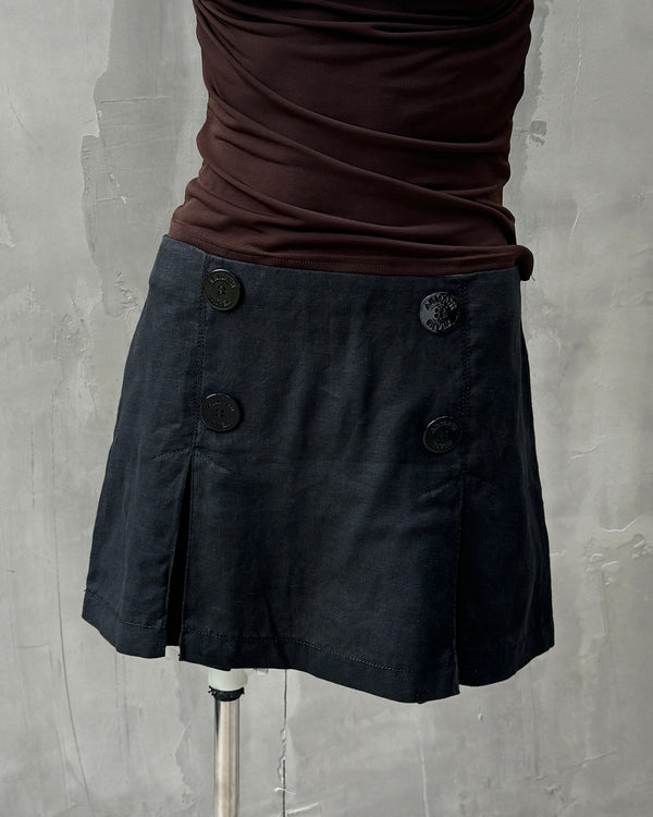 ARMANI JEANS OVERSIZED BUTTONS LINEN MINI SKIRT - S/M