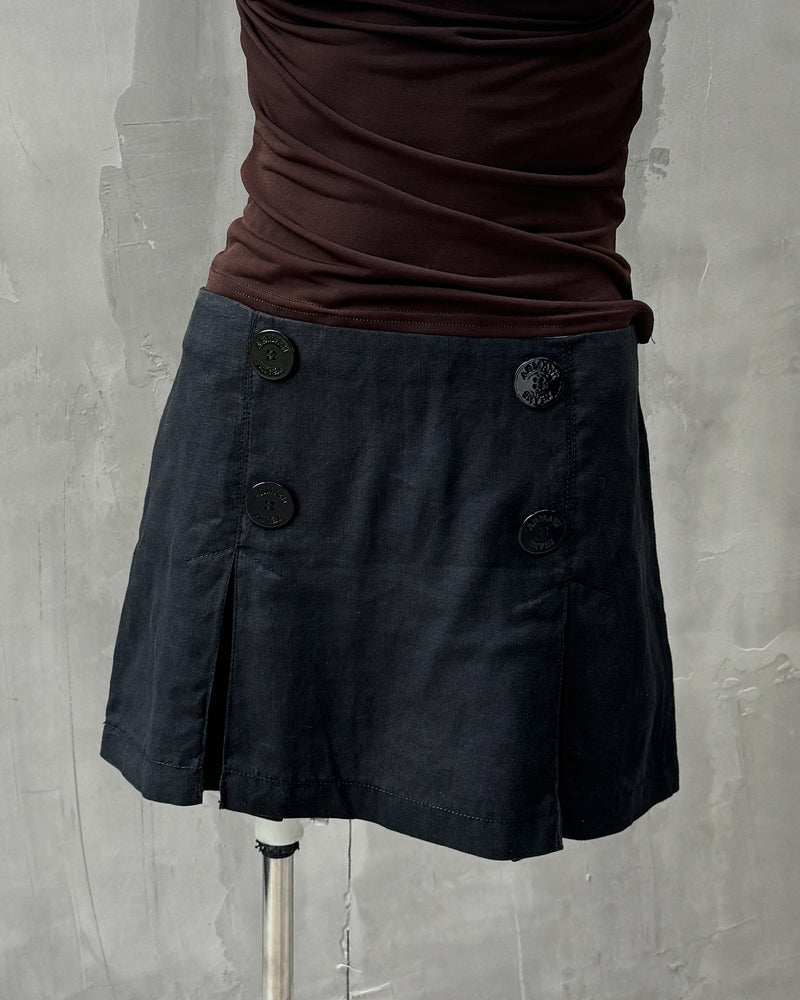 ARMANI JEANS OVERSIZED BUTTONS LINEN MINI SKIRT - S/M