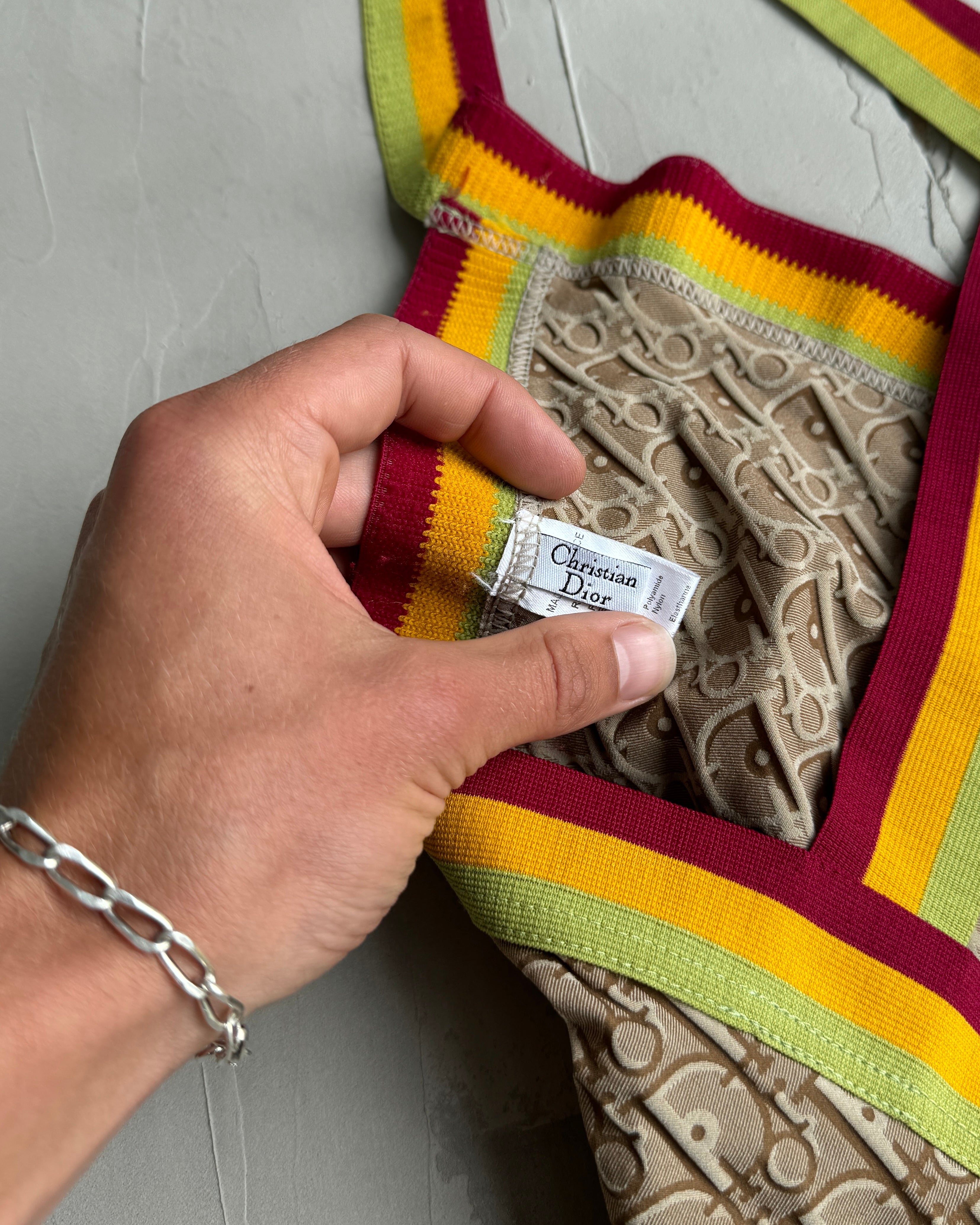 CHRISTIAN DIOR BY GALLIANO 2004 RASTA BODYSUIT SWIMSUIT - L