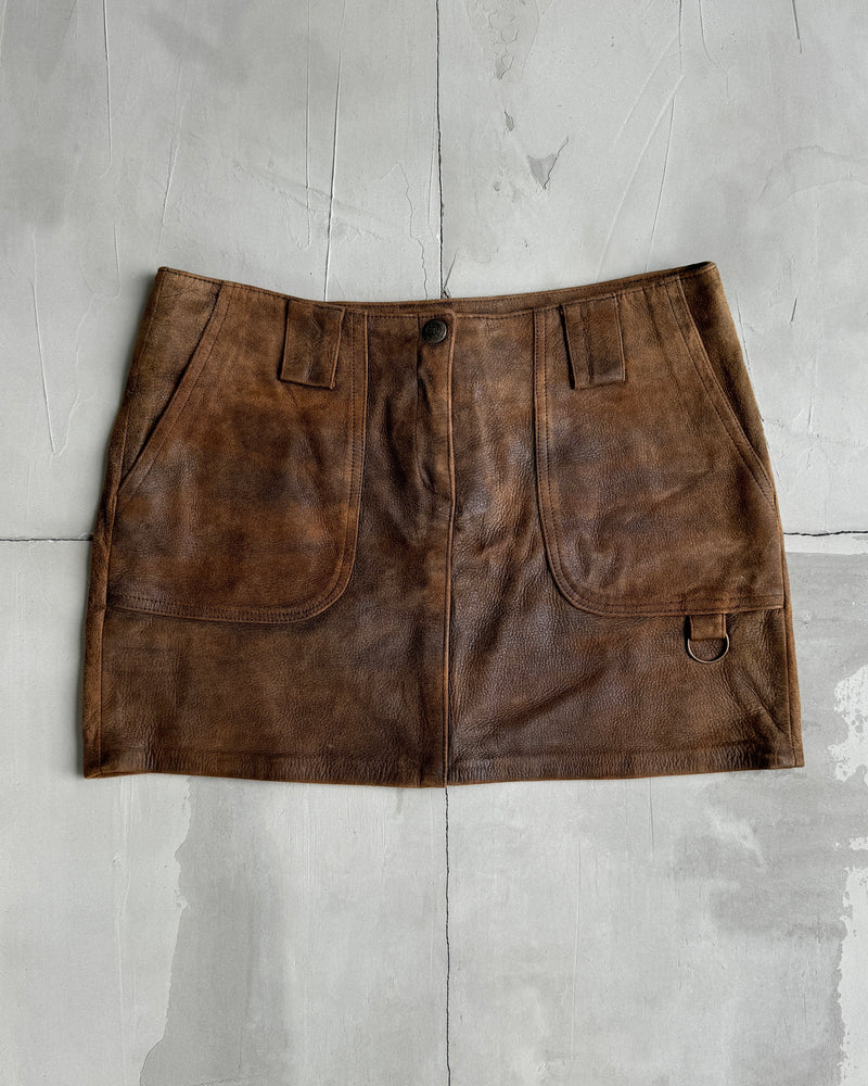 SKIN VALLEY PARIS LEATHER MINI SKIRT - M