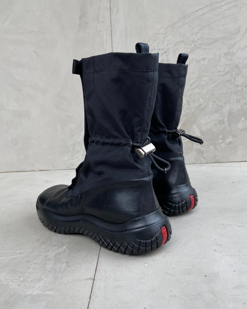 PRADA AW99 VIBRAM LEATHER & NYLON BOOTS - EU 40 / UK 7